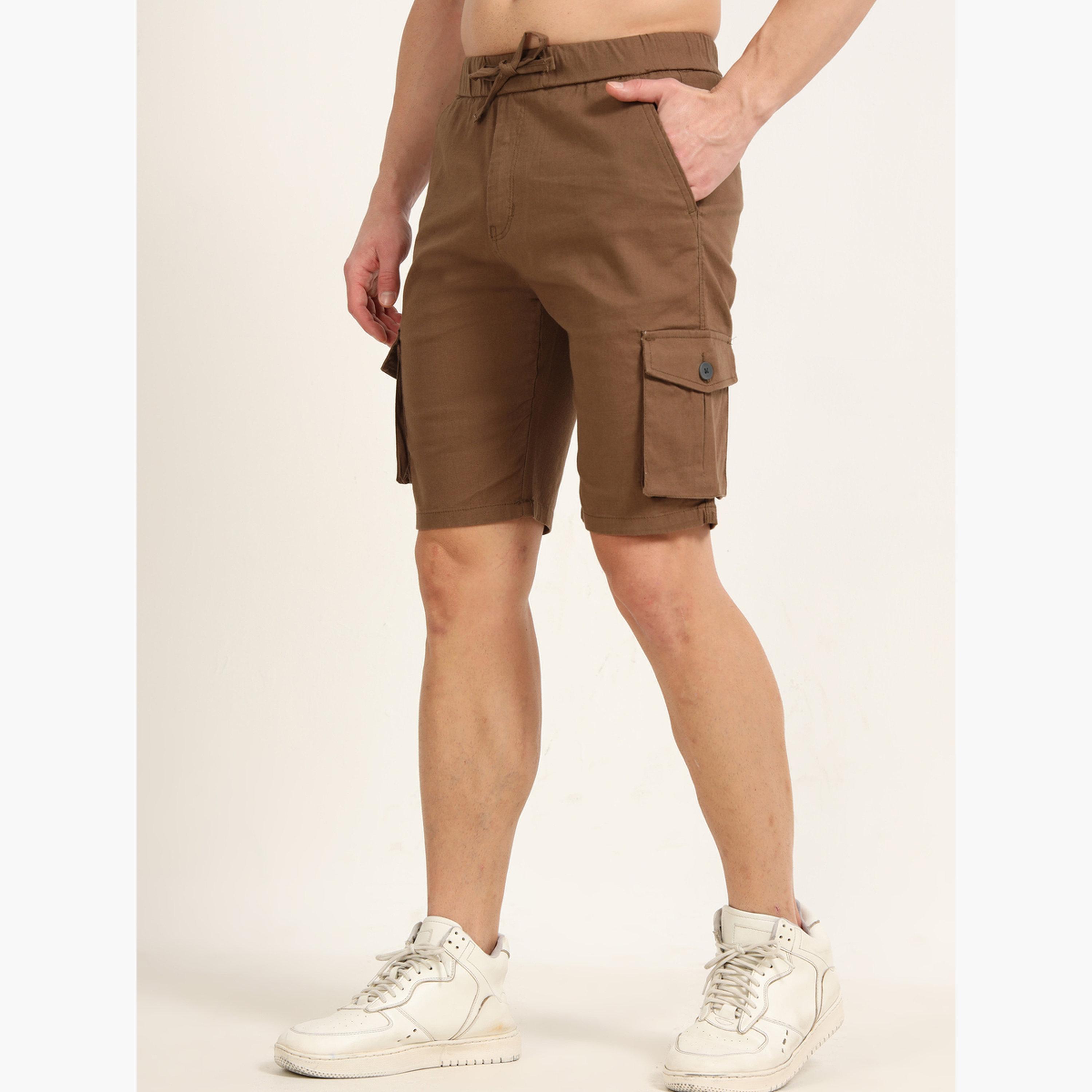 Bushirt Brown Cargo Linen Shorts-men-clothing-bottoms-shorts-image-8