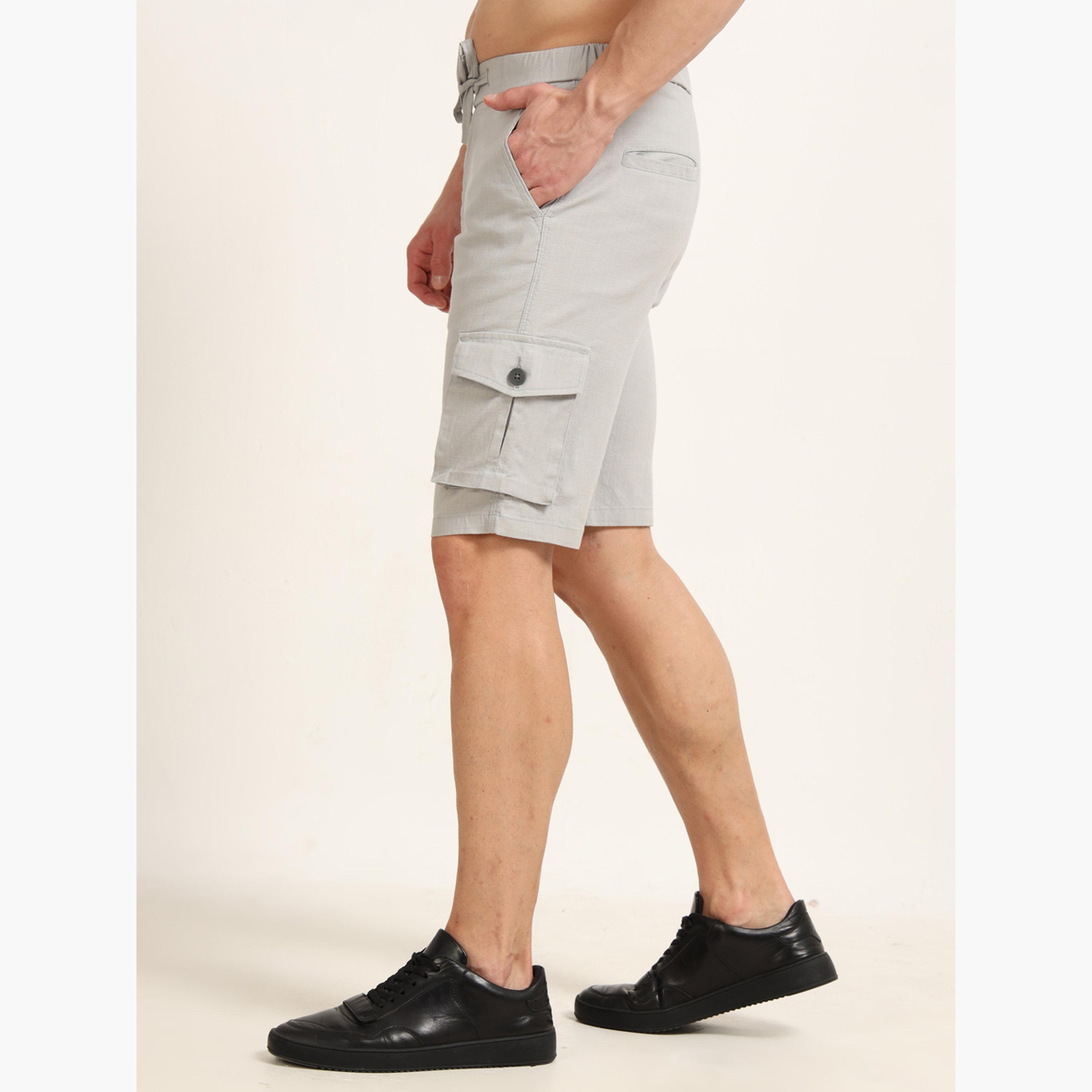 بوشيرت - شورت كارغو رمادي من الكتان-men-clothing-bottoms-shorts-image-5
