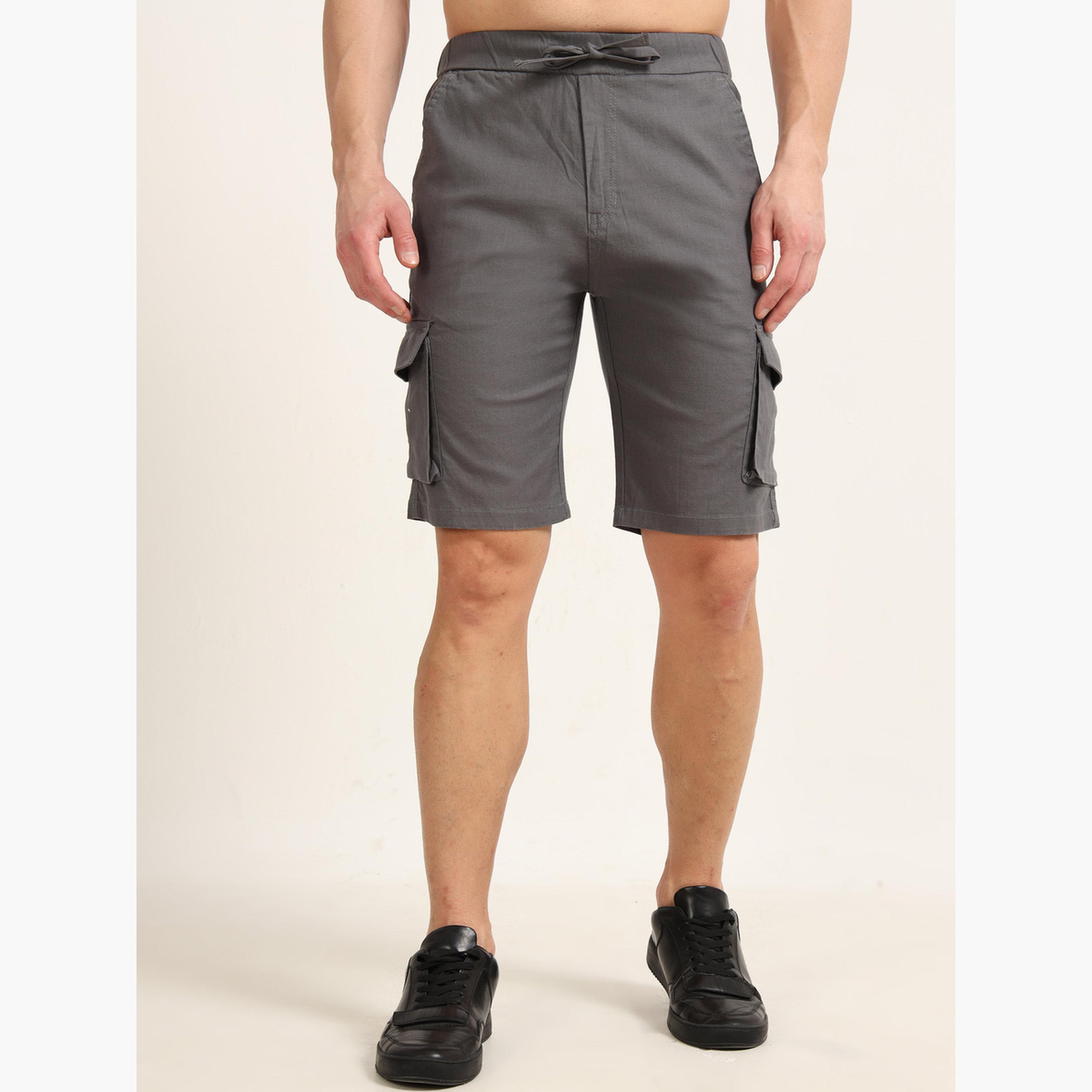 Bushirt Grey Cargo Linen Shorts-men-clothing-bottoms-shorts-image-1