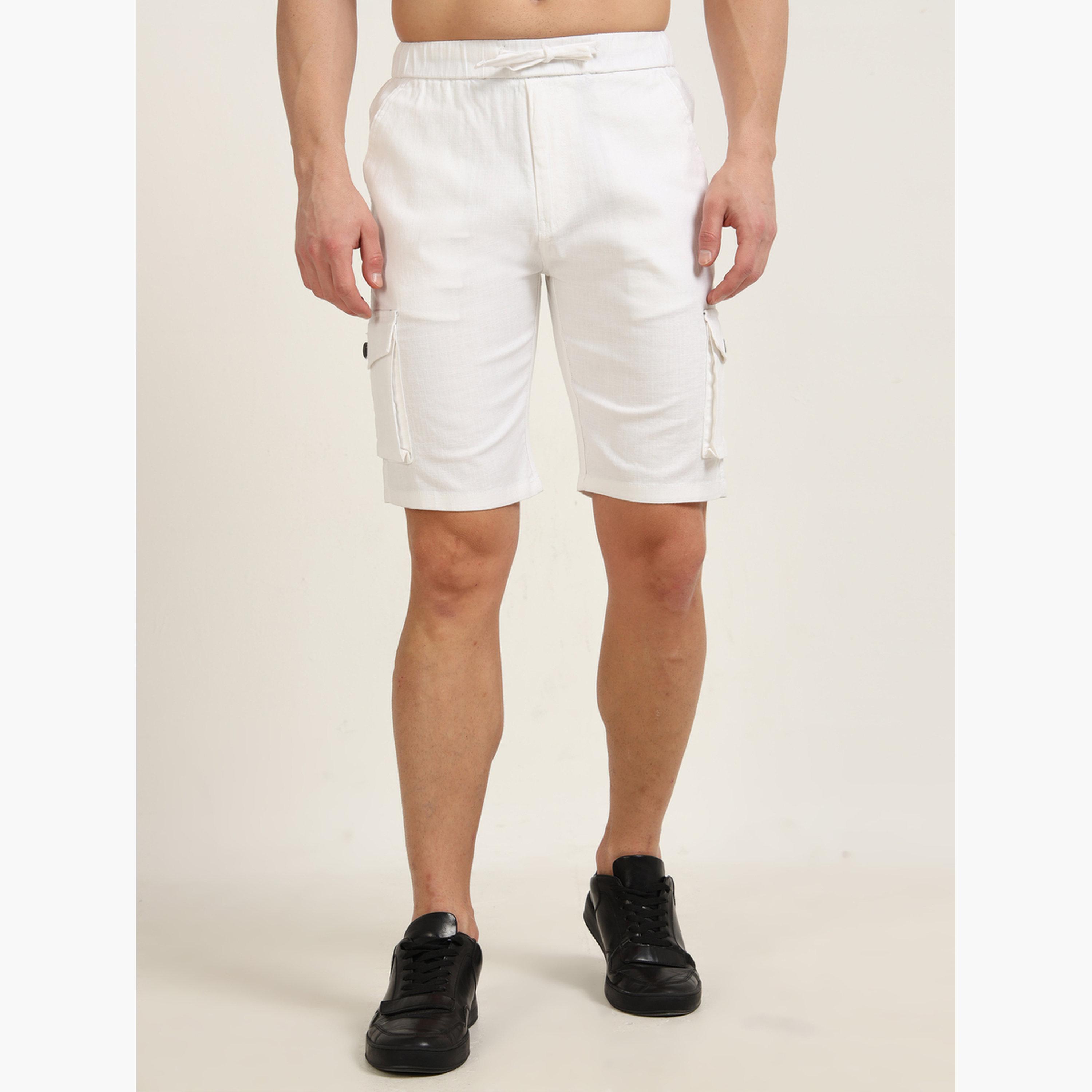 Bushirt White Cargo Linen Shorts-men-clothing-bottoms-shorts-image-1
