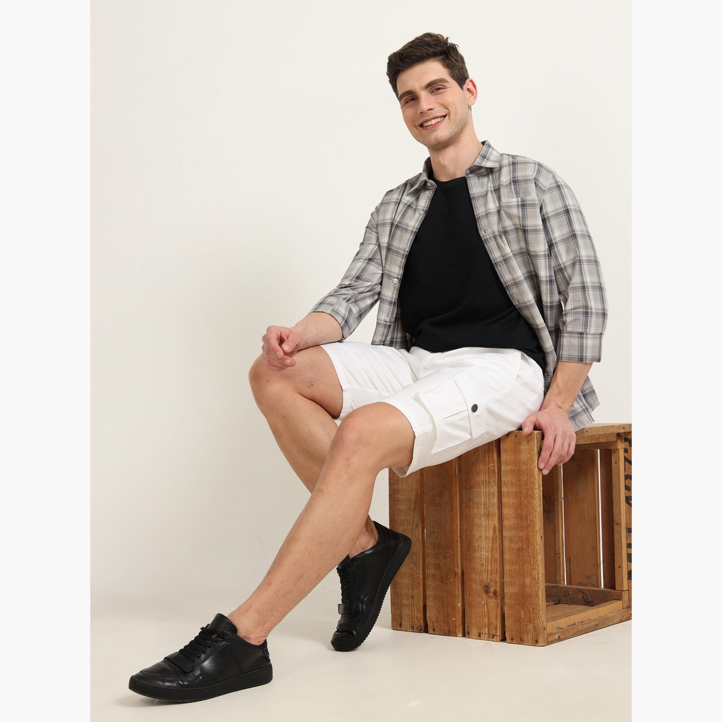 Bushirt White Cargo Linen Shorts-men-clothing-bottoms-shorts-image-2