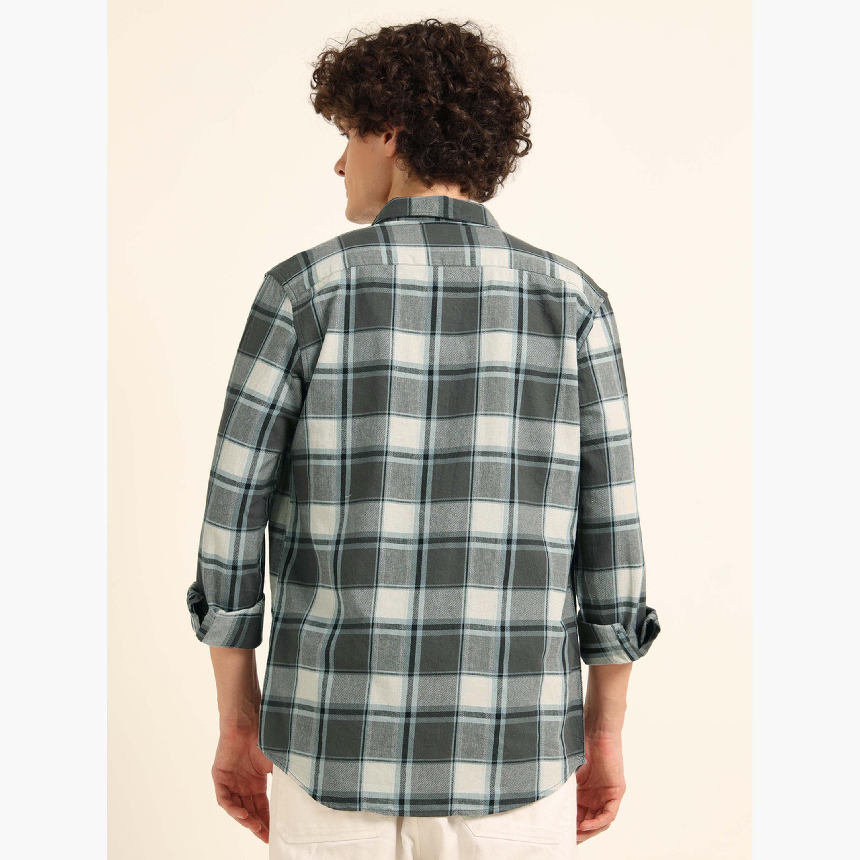 Bushirt Men Grey Checked Flannel Shirt-men-clothing-shirts-image-3