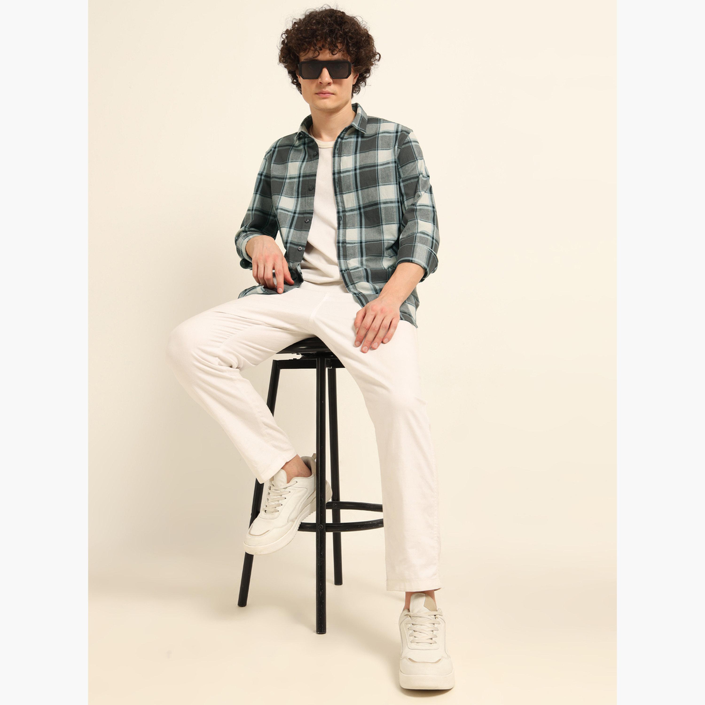 Bushirt Men Grey Checked Flannel Shirt-men-clothing-shirts-image-6