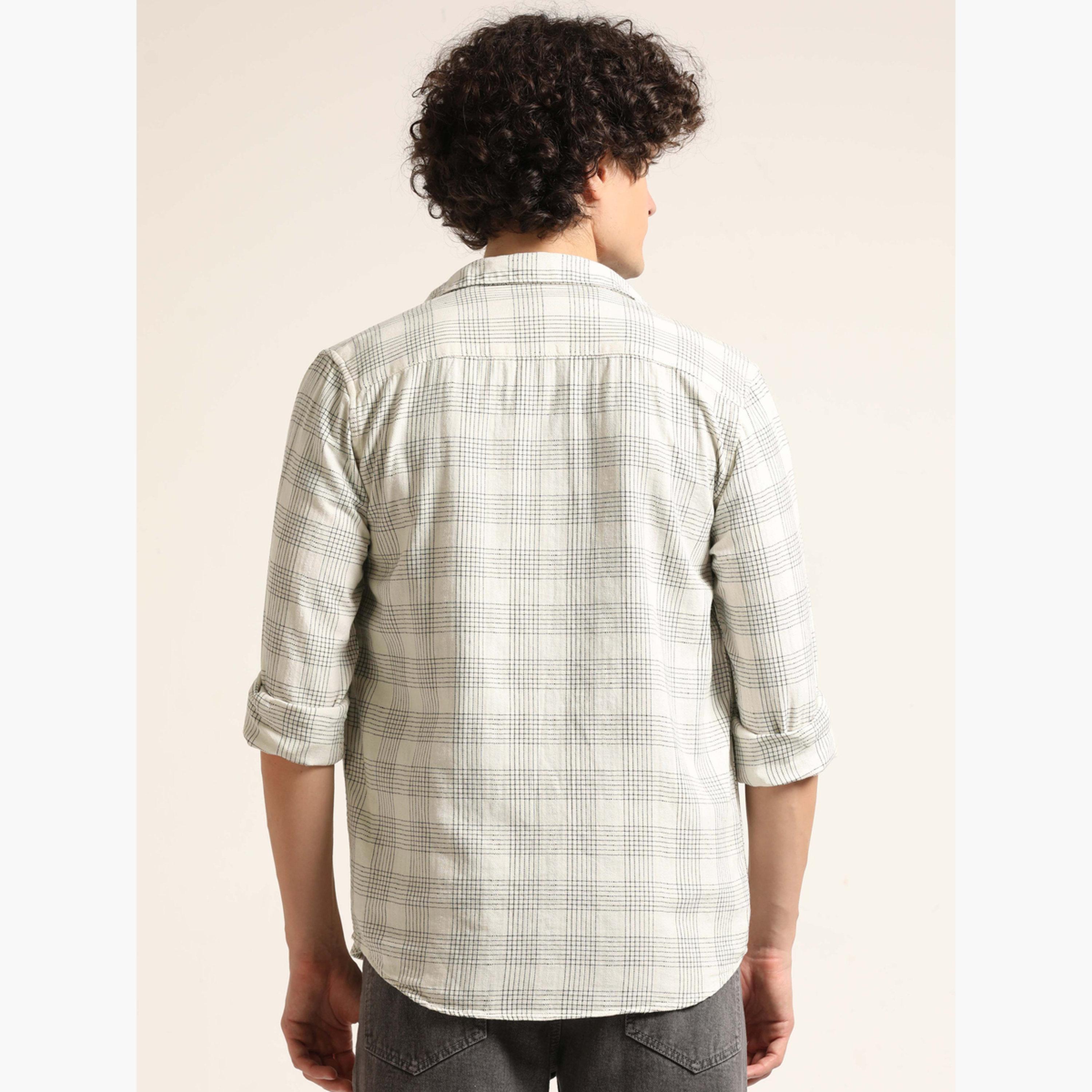 Bushirt Men Off White Checked Shirt-men-clothing-shirts-image-3