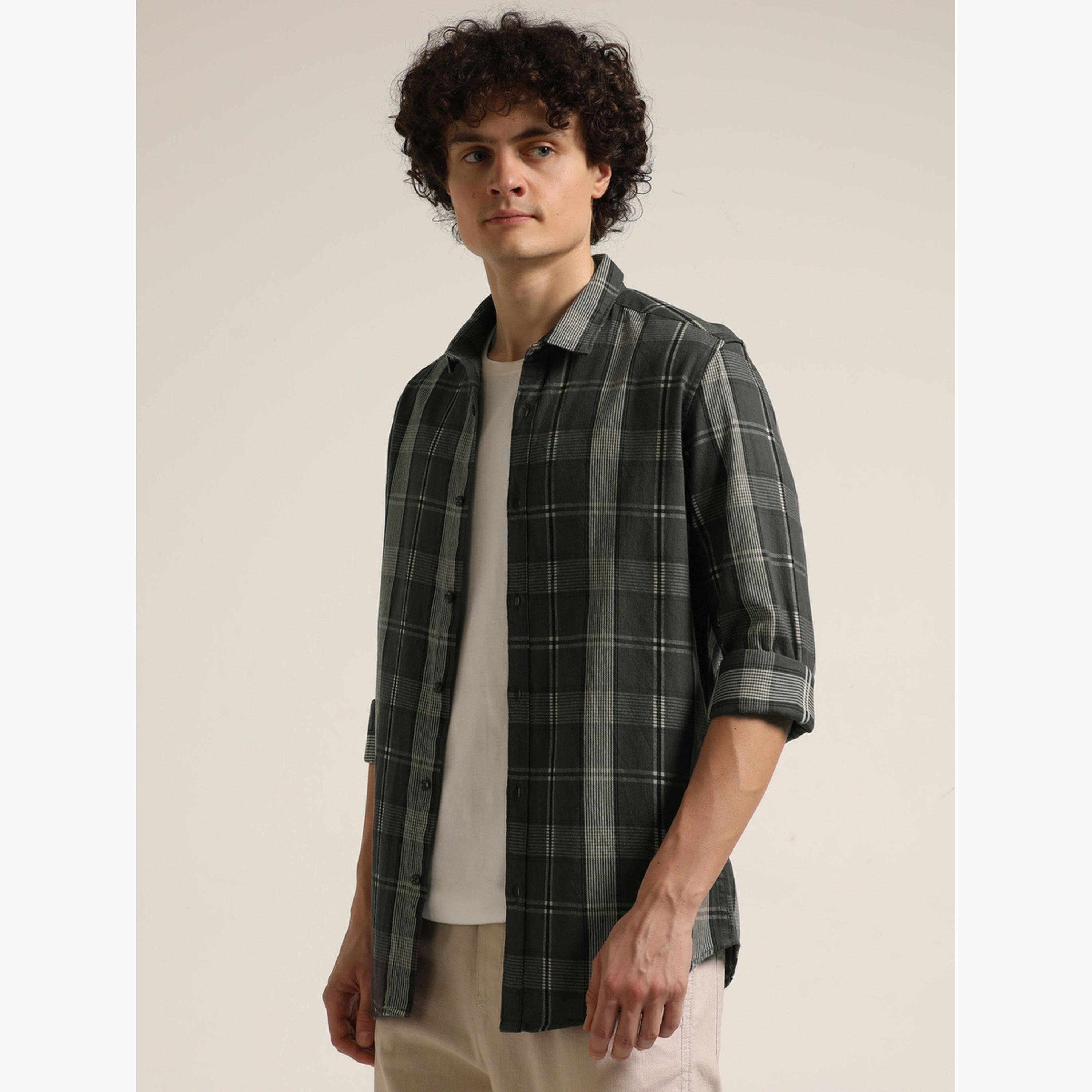 بوشيرت - قميص رجالي رمادي منقوش كاجوال-men-clothing-shirts-image-2
