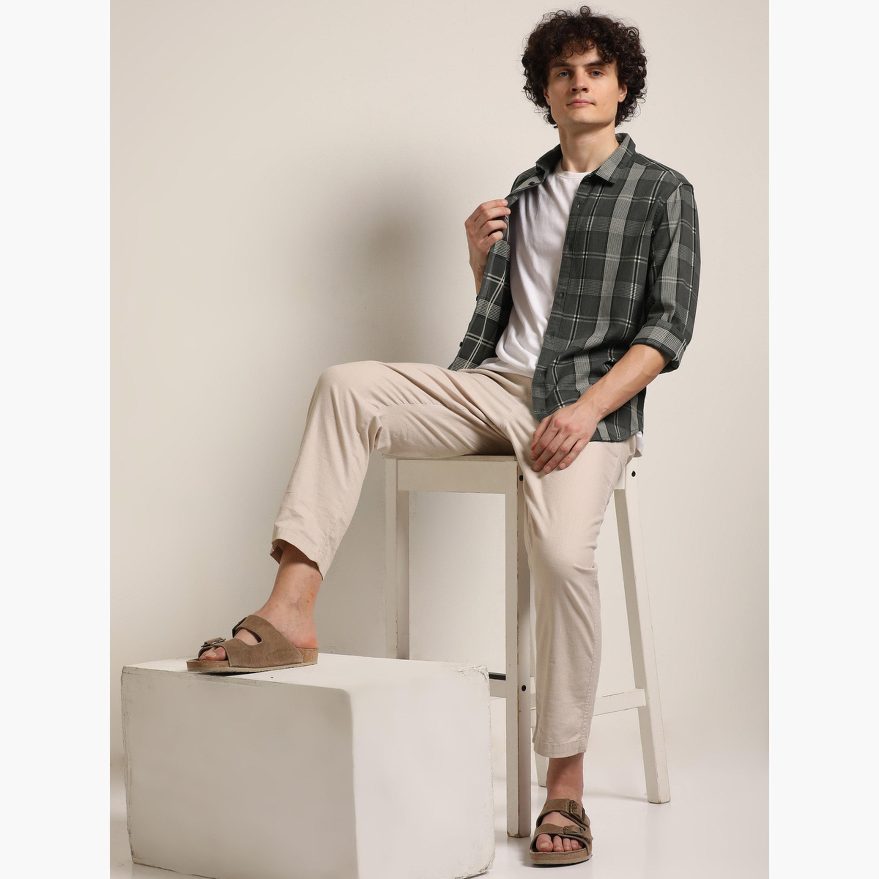 Bushirt Men Grey Checked Casual Shirt-men-clothing-shirts-image-6