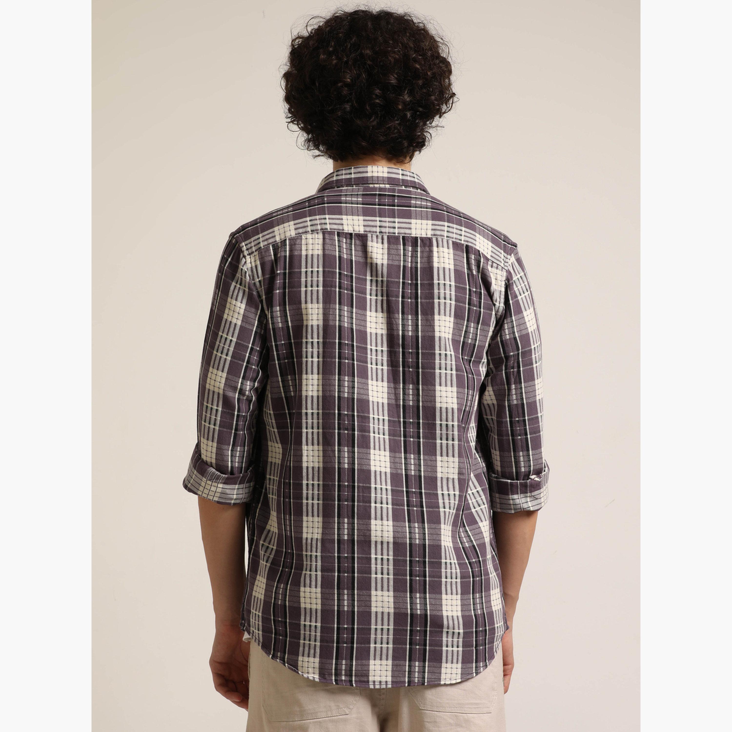 بوشيرت - قميص رجالي منقوش بأكمام طويلة لون أرجواني-men-clothing-shirts-image-3