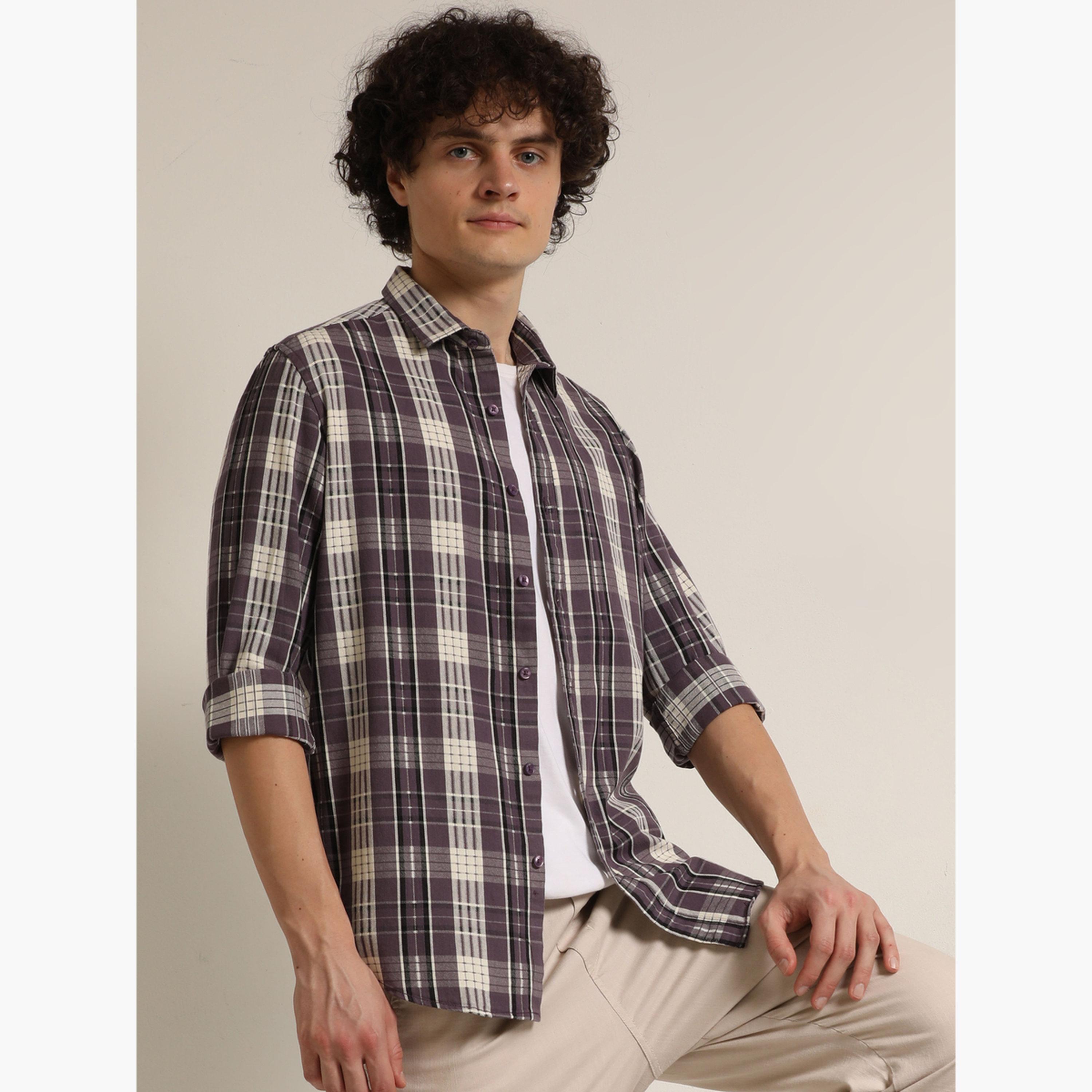 بوشيرت - قميص رجالي منقوش بأكمام طويلة لون أرجواني-men-clothing-shirts-image-5