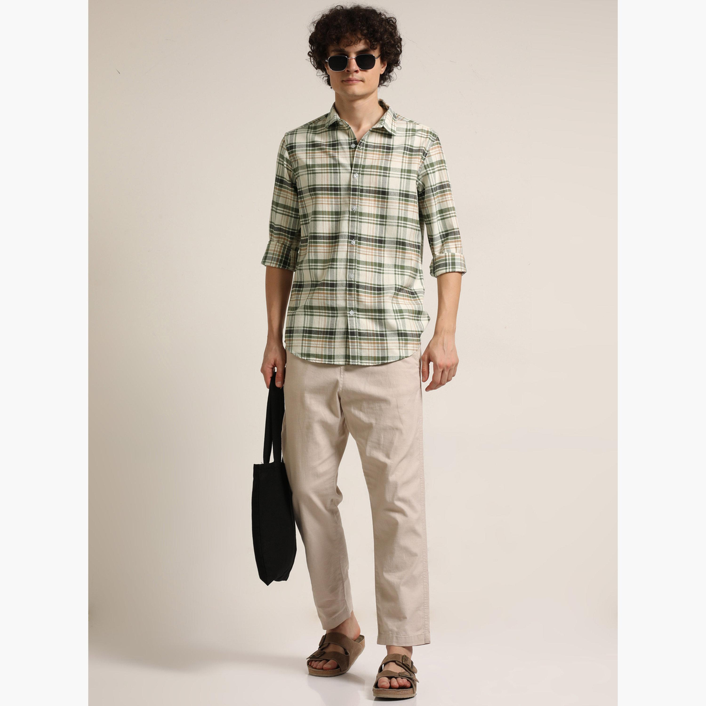 Bushirt Men Green Checked Casual Shirt-men-clothing-shirts-image-6