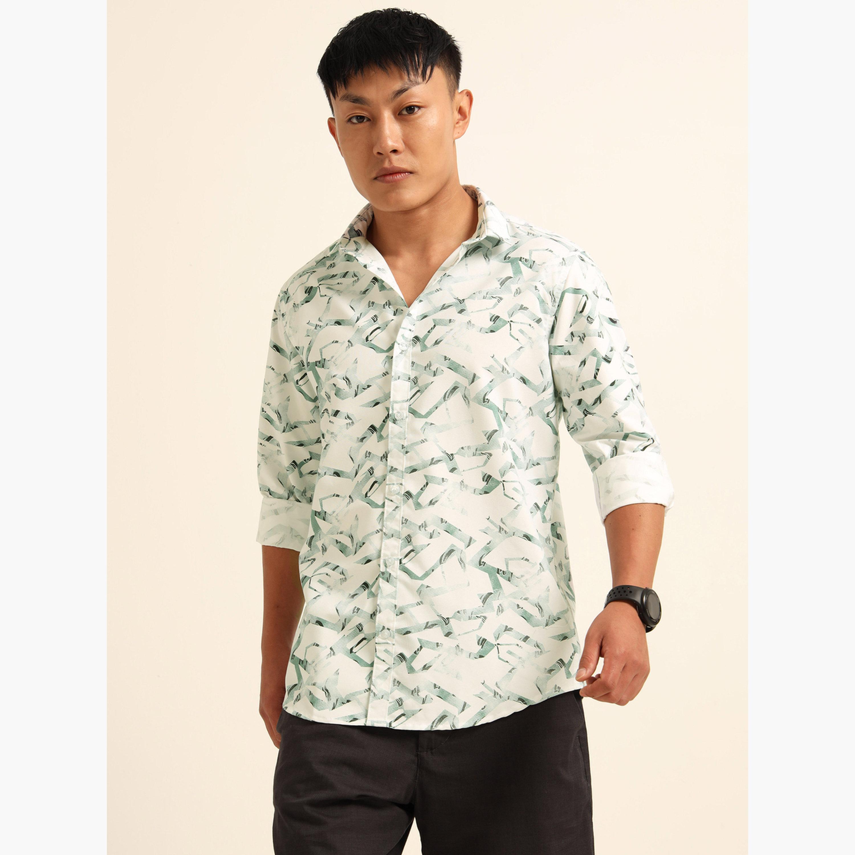 Bushirt Men Green All Over Print Casual Shirt-men-clothing-shirts-image-1