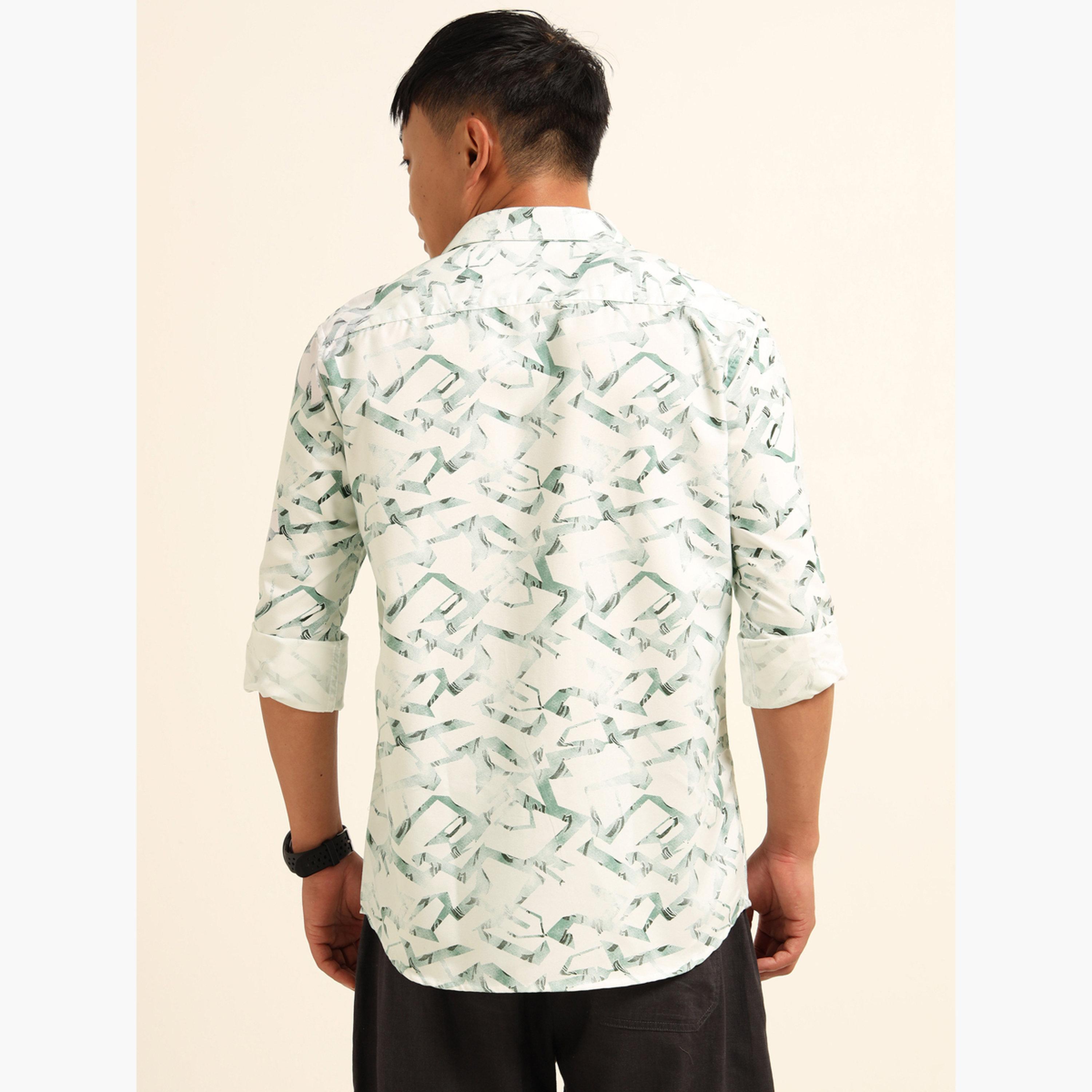 بوشيرت - قميص رجالي كاجوال مطبوع بالكامل لون أخضر-men-clothing-shirts-image-4