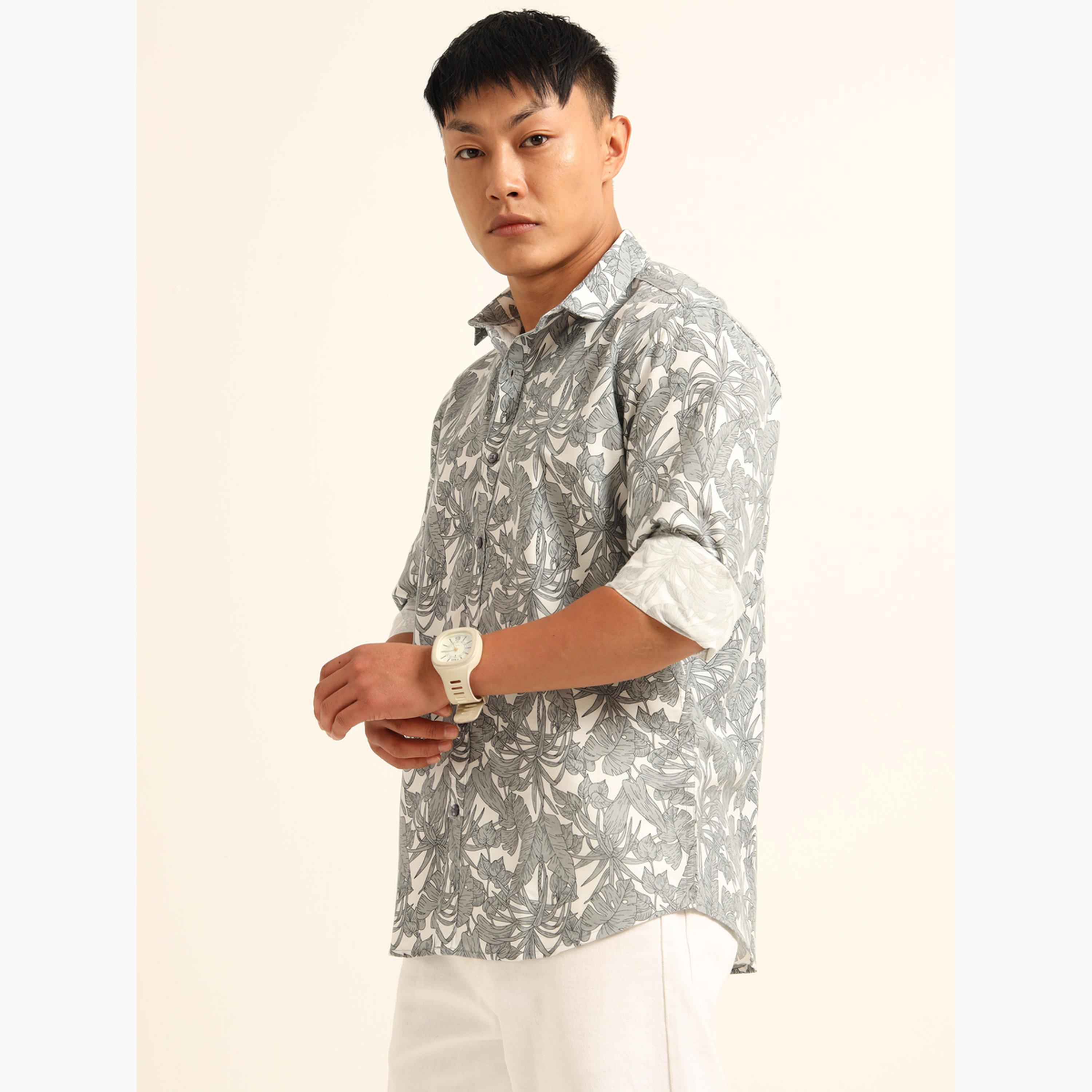 بوشيرت - قميص رجالي رمادي اللون بطباعة كاملة وياقة منتشرة-men-clothing-shirts-image-2