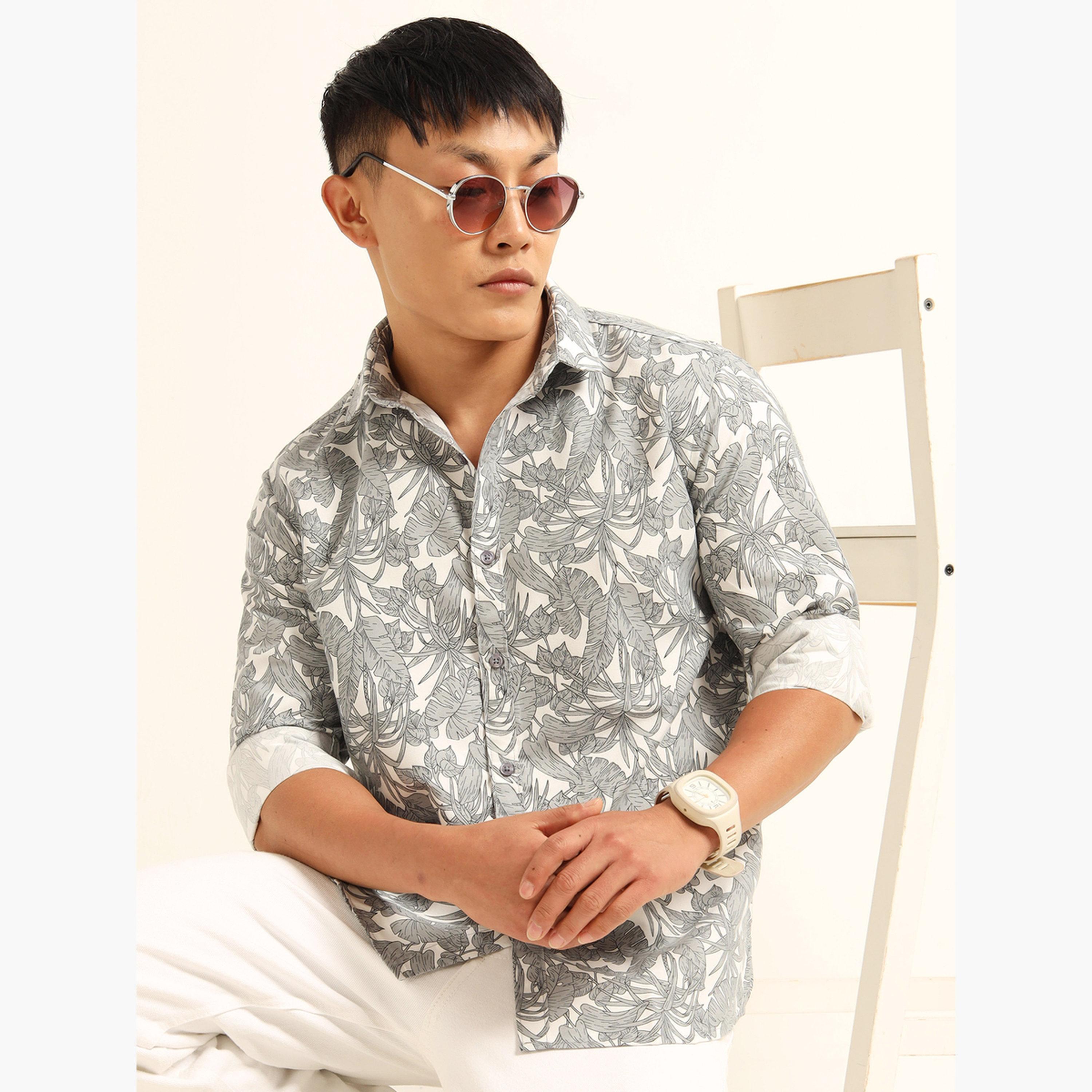 بوشيرت - قميص رجالي رمادي اللون بطباعة كاملة وياقة منتشرة-men-clothing-shirts-image-3