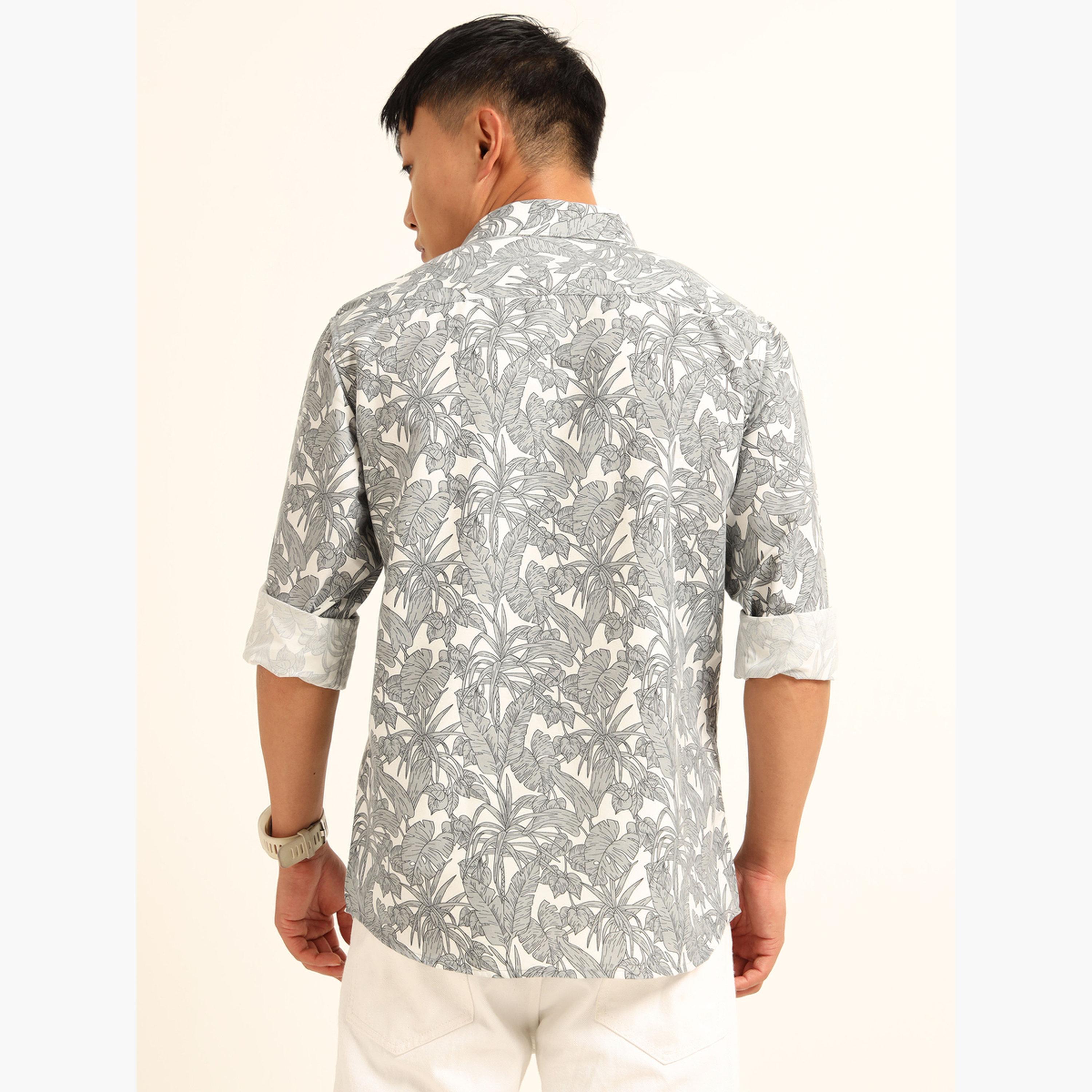 Bushirt Men Grey All Over Print Spread Collar Shirt-men-clothing-shirts-image-4