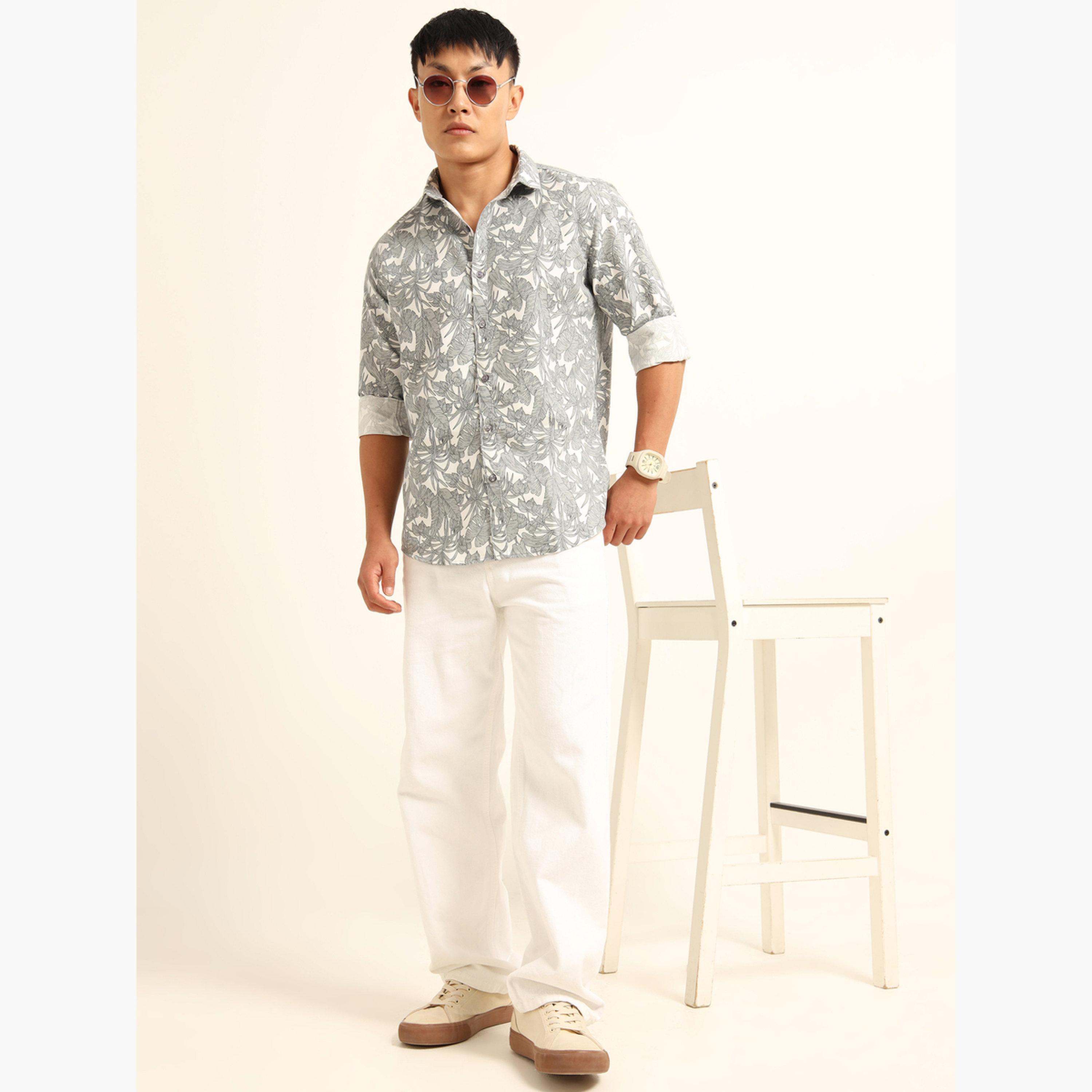 بوشيرت - قميص رجالي رمادي اللون بطباعة كاملة وياقة منتشرة-men-clothing-shirts-image-6