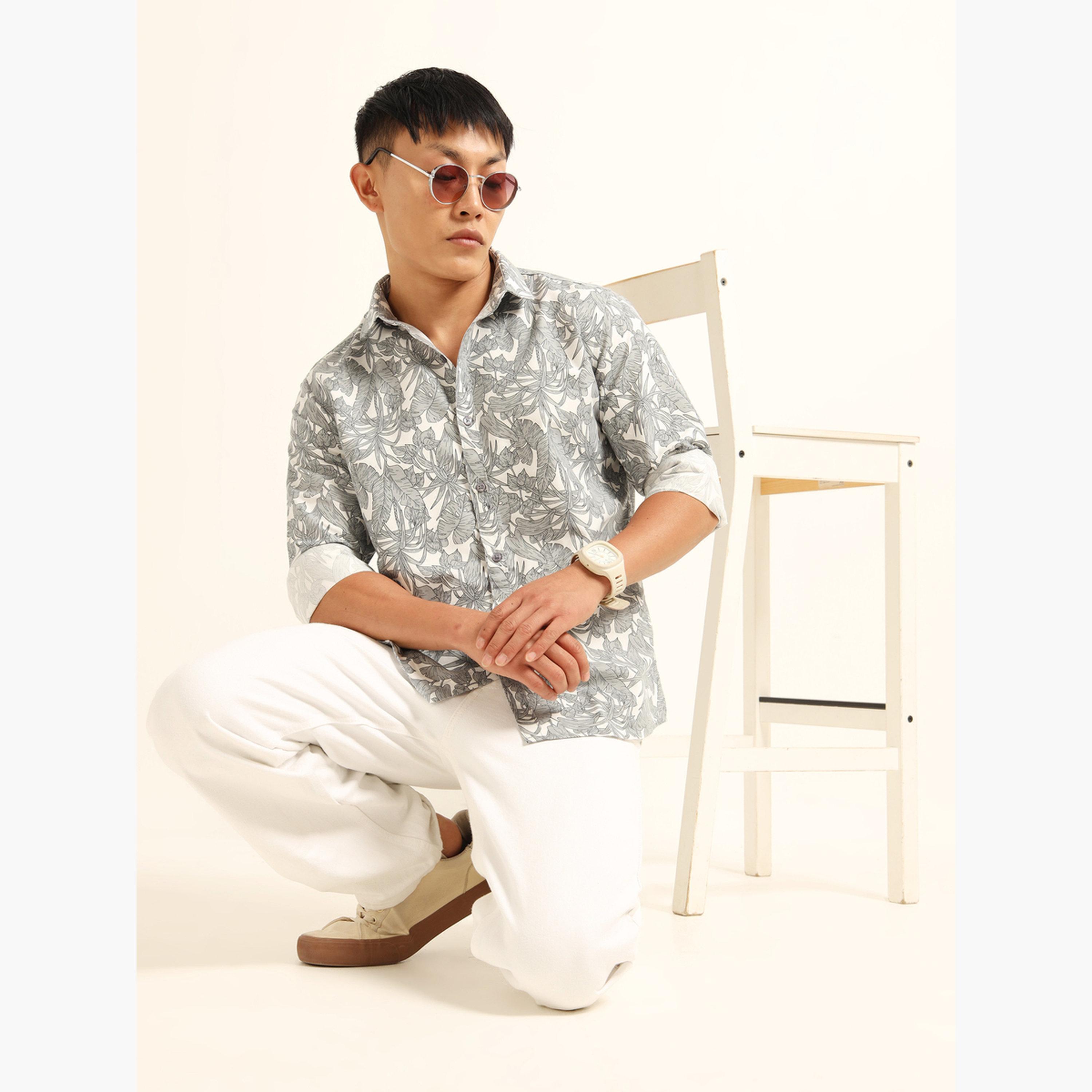 بوشيرت - قميص رجالي رمادي اللون بطباعة كاملة وياقة منتشرة-men-clothing-shirts-image-7