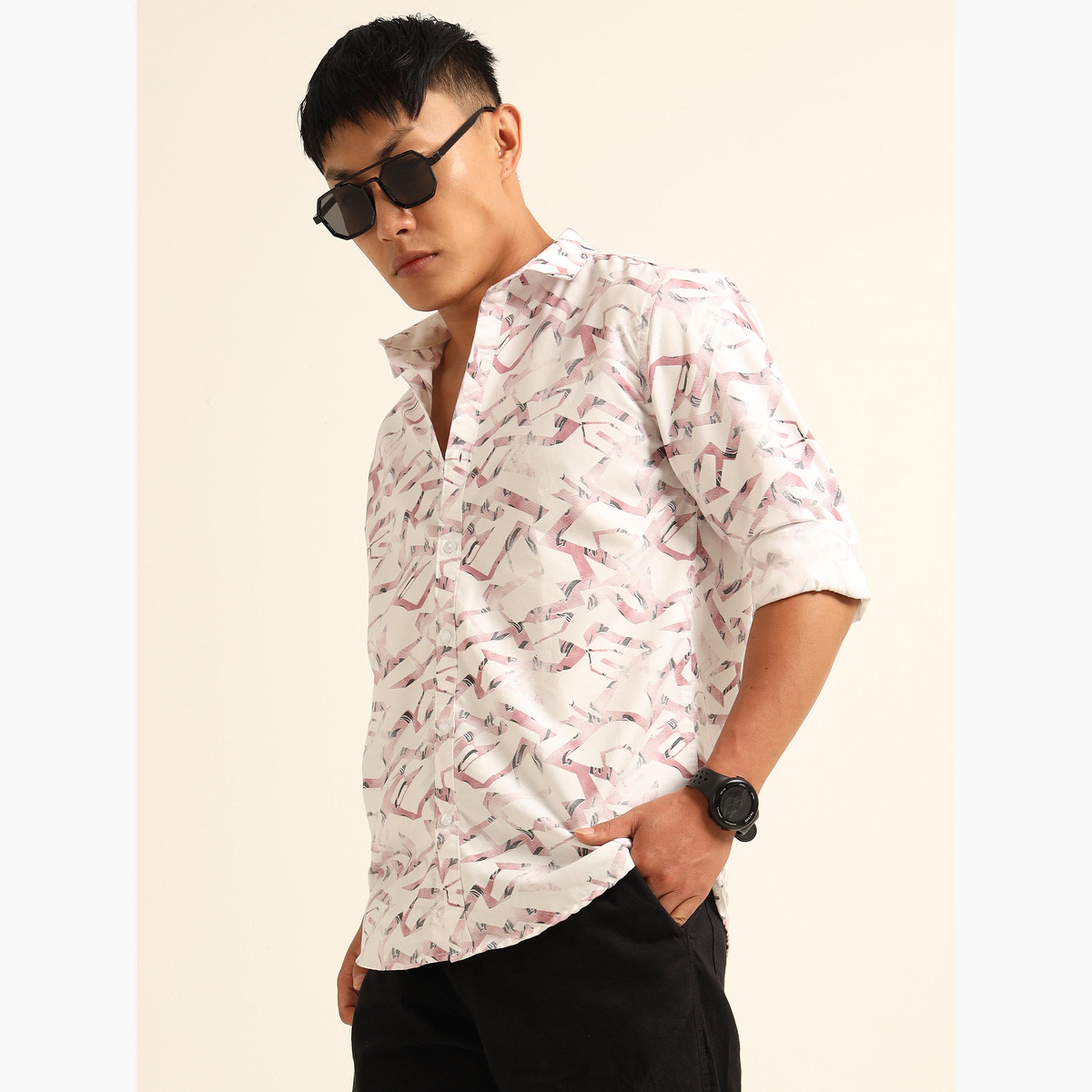 Bushirt Men Light Pink All Over Print Casual Shirt-men-clothing-shirts-image-2