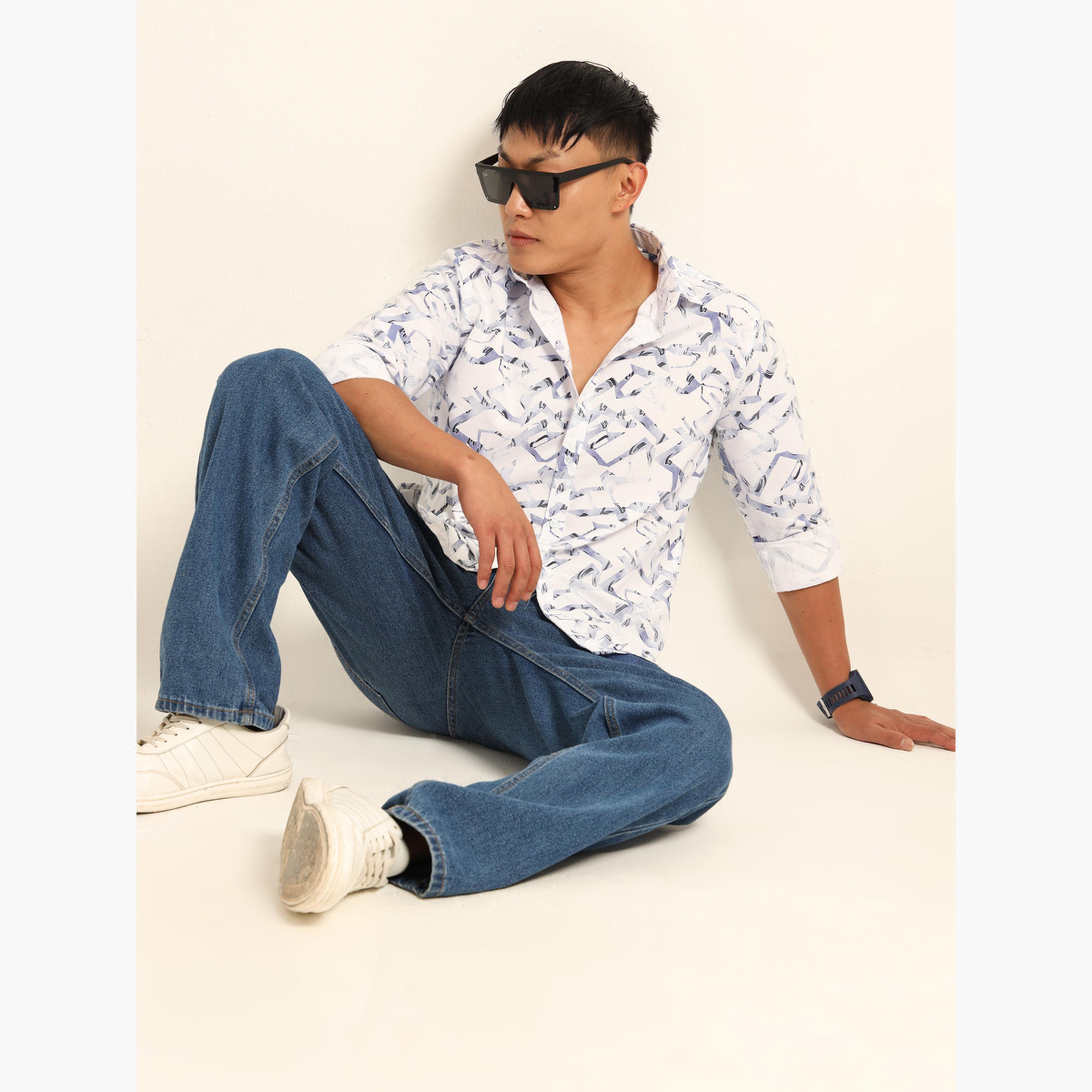 بوشيرت - قميص رجالي كاجوال مطبوع بالكامل لون أبيض-men-clothing-shirts-image-6