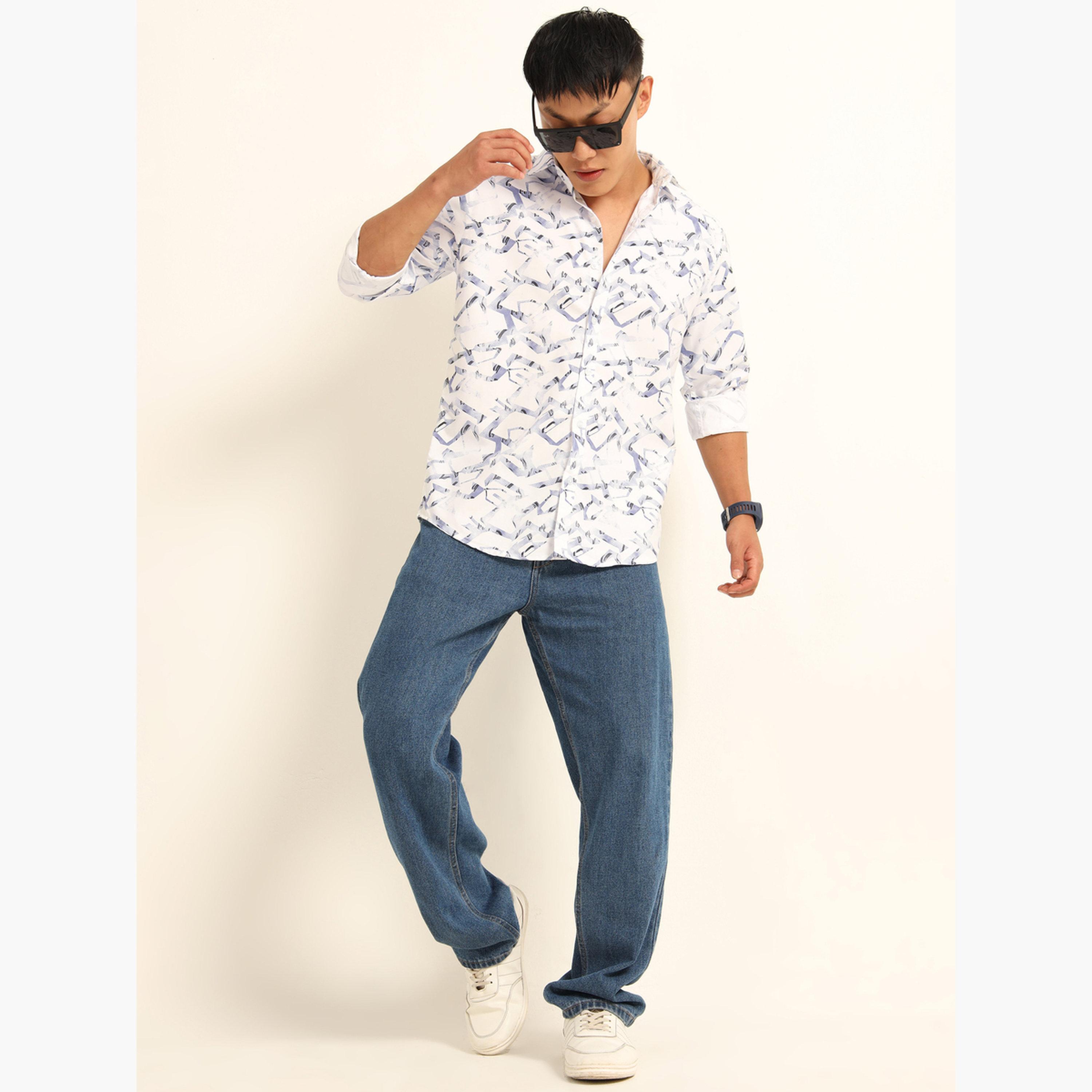 بوشيرت - قميص رجالي كاجوال مطبوع بالكامل لون أبيض-men-clothing-shirts-image-7
