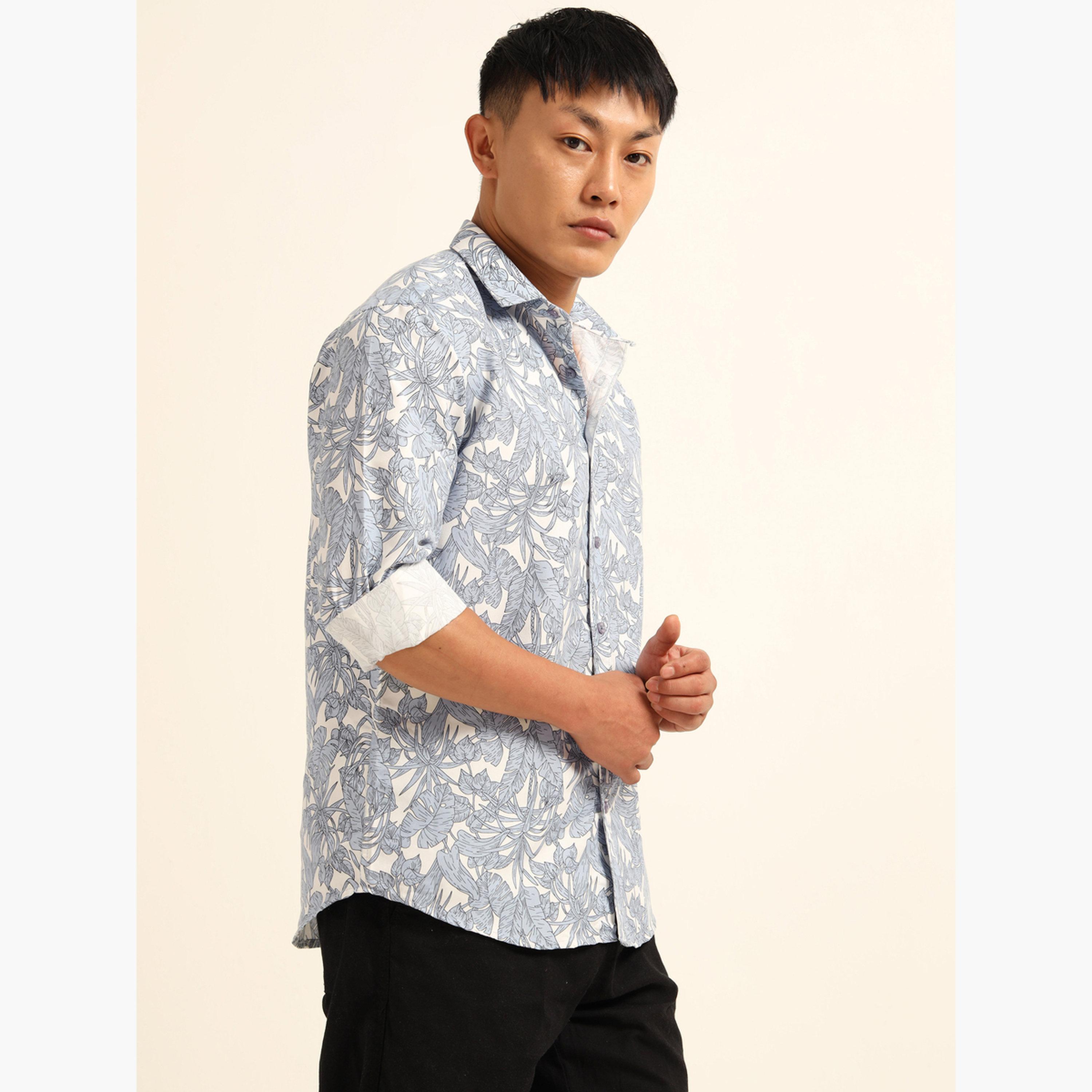 بوشيرت - قميص رجالي أزرق اللون بطباعة كاملة وياقة منتشرة-men-clothing-shirts-image-3