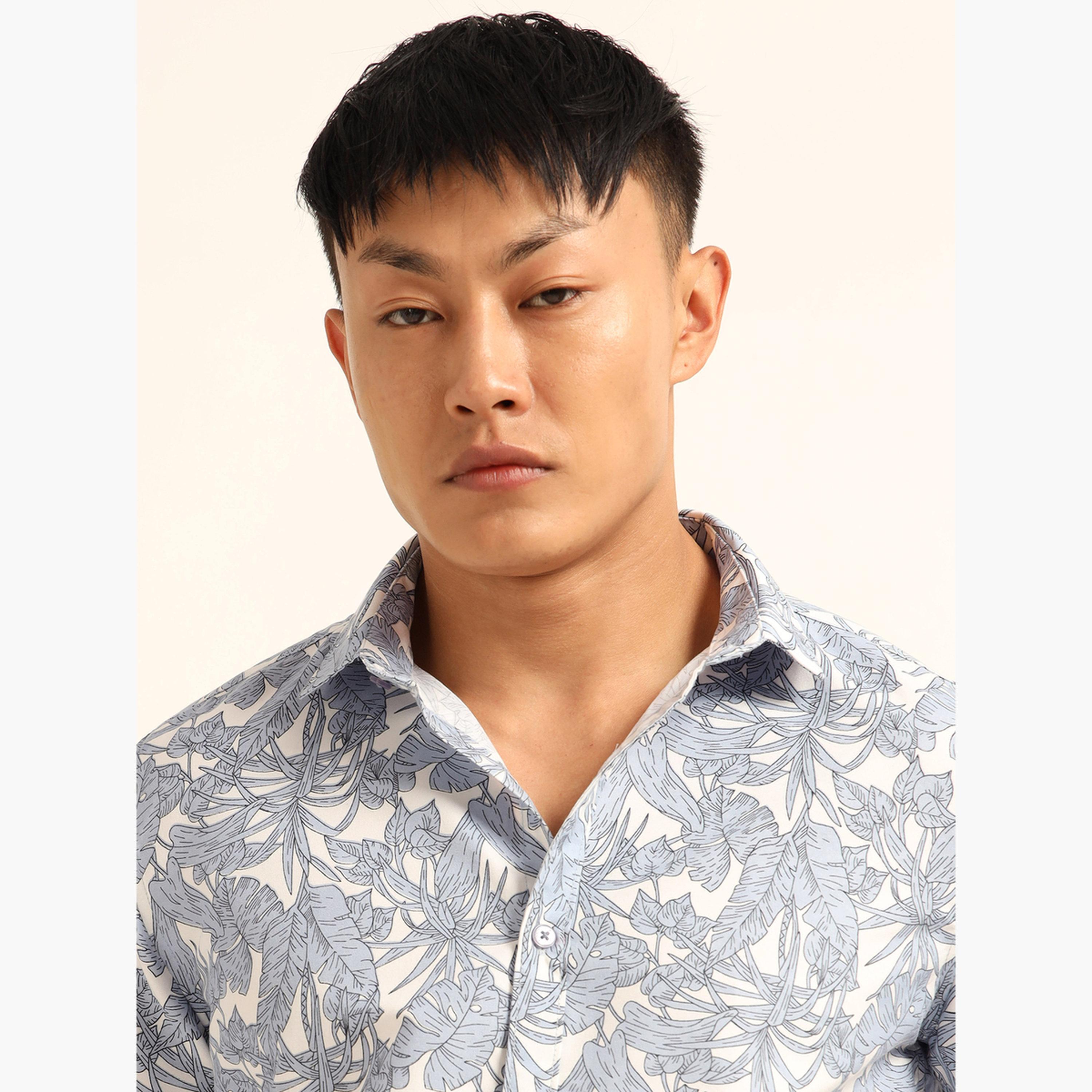 Bushirt Men Blue All Over Print Spread Collar Shirt-men-clothing-shirts-image-5