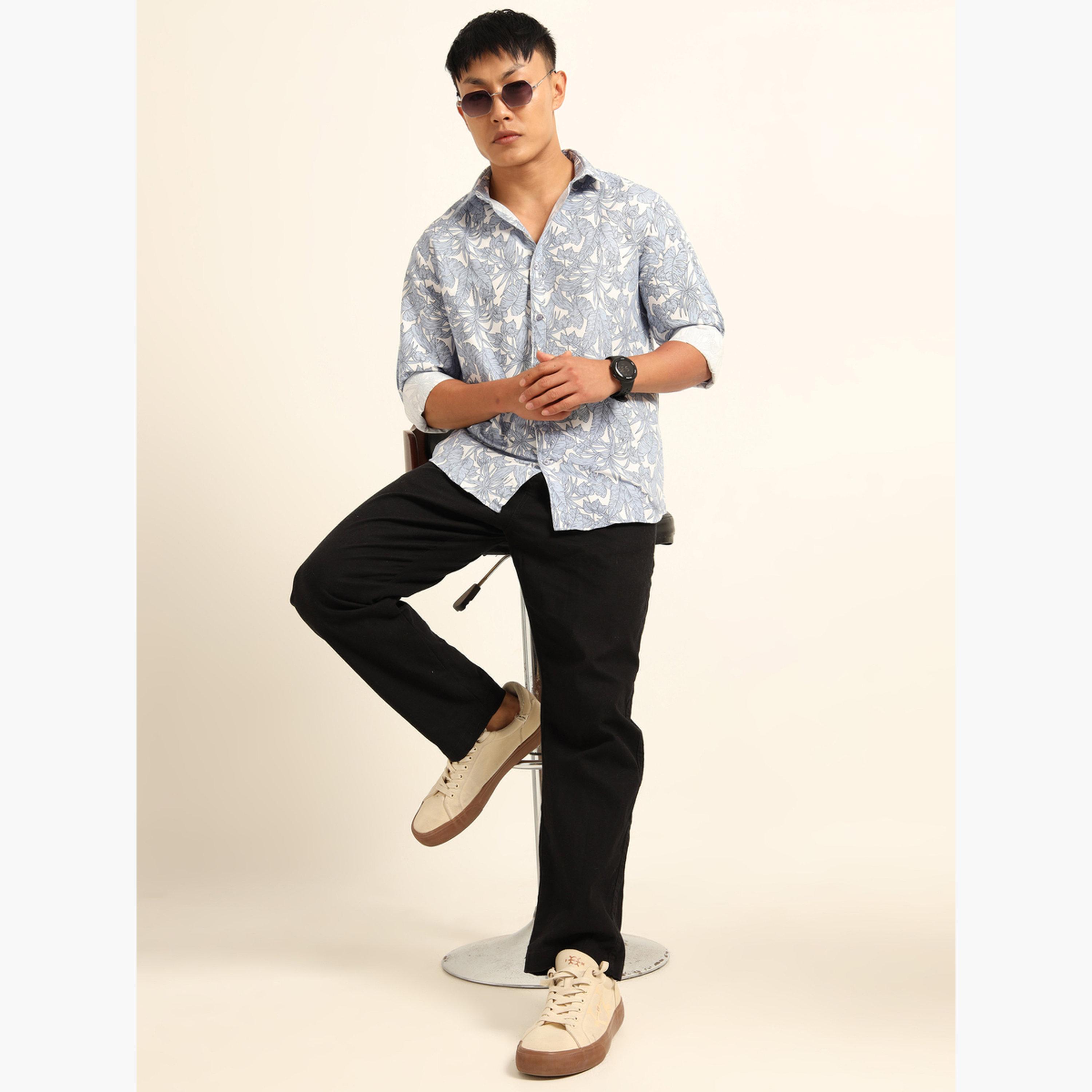 بوشيرت - قميص رجالي أزرق اللون بطباعة كاملة وياقة منتشرة-men-clothing-shirts-image-7