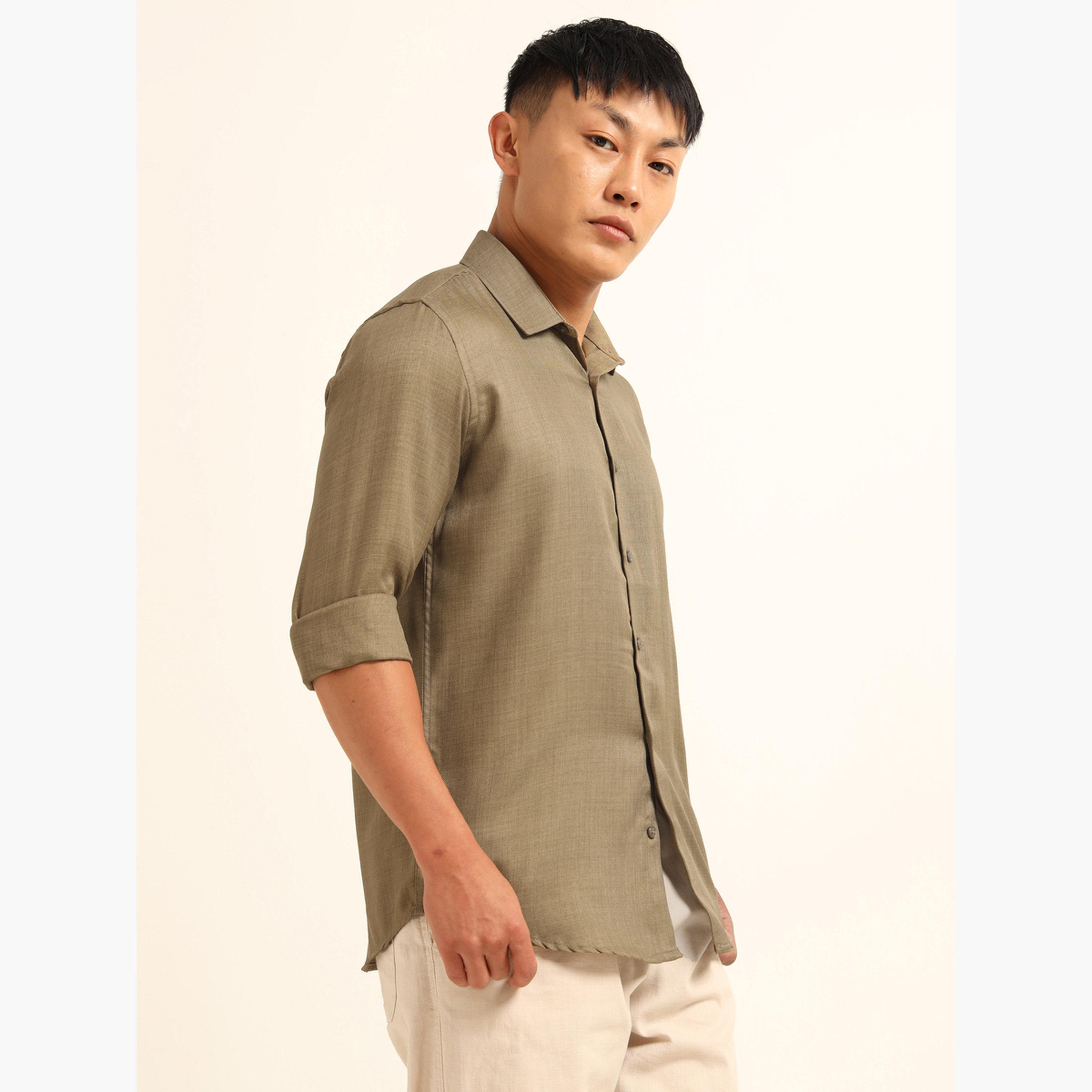 Bushirt Men Olive Classic Casual Shirt-men-clothing-shirts-image-3