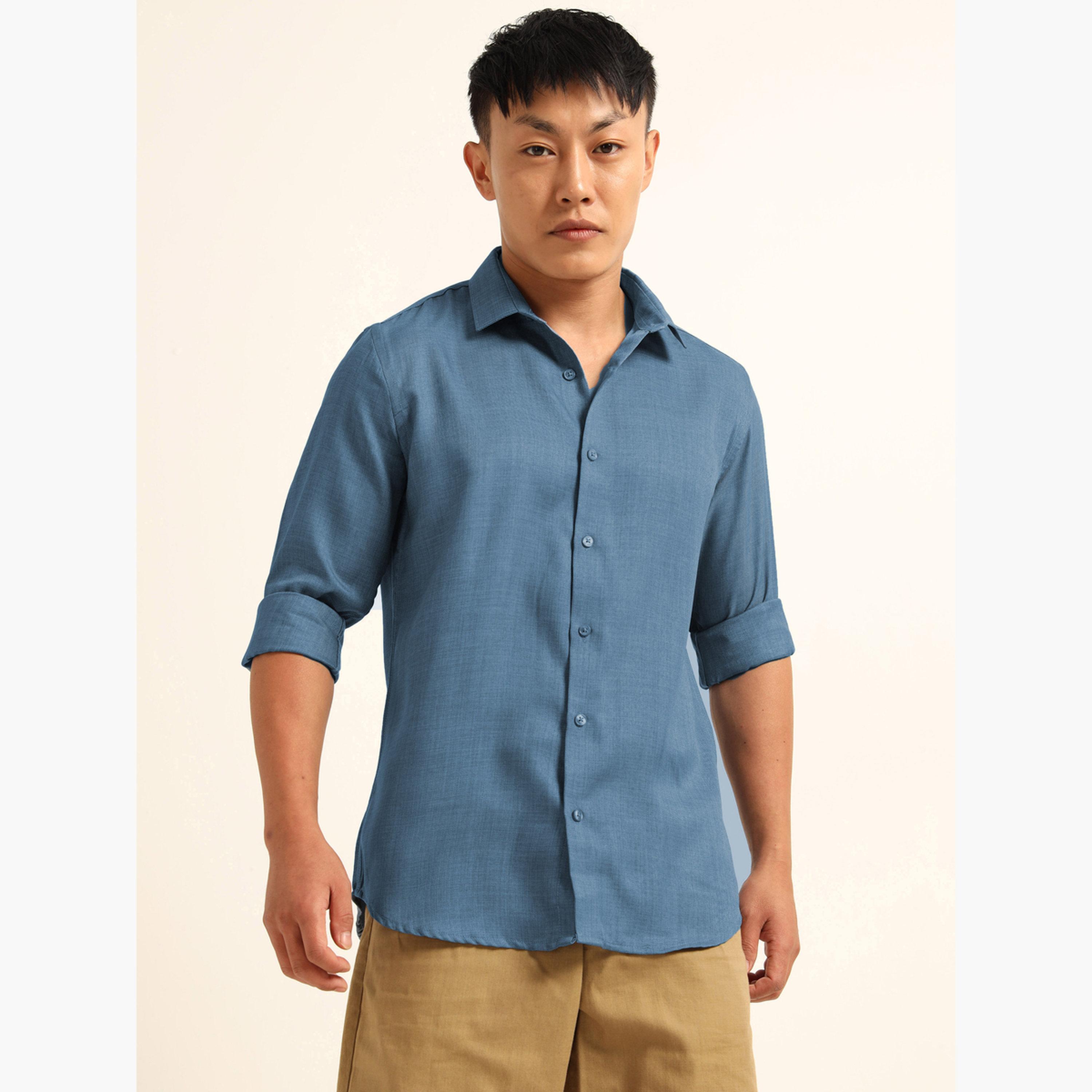 Bushirt Men Blue Classic Casual Shirt-men-clothing-shirts-image-1