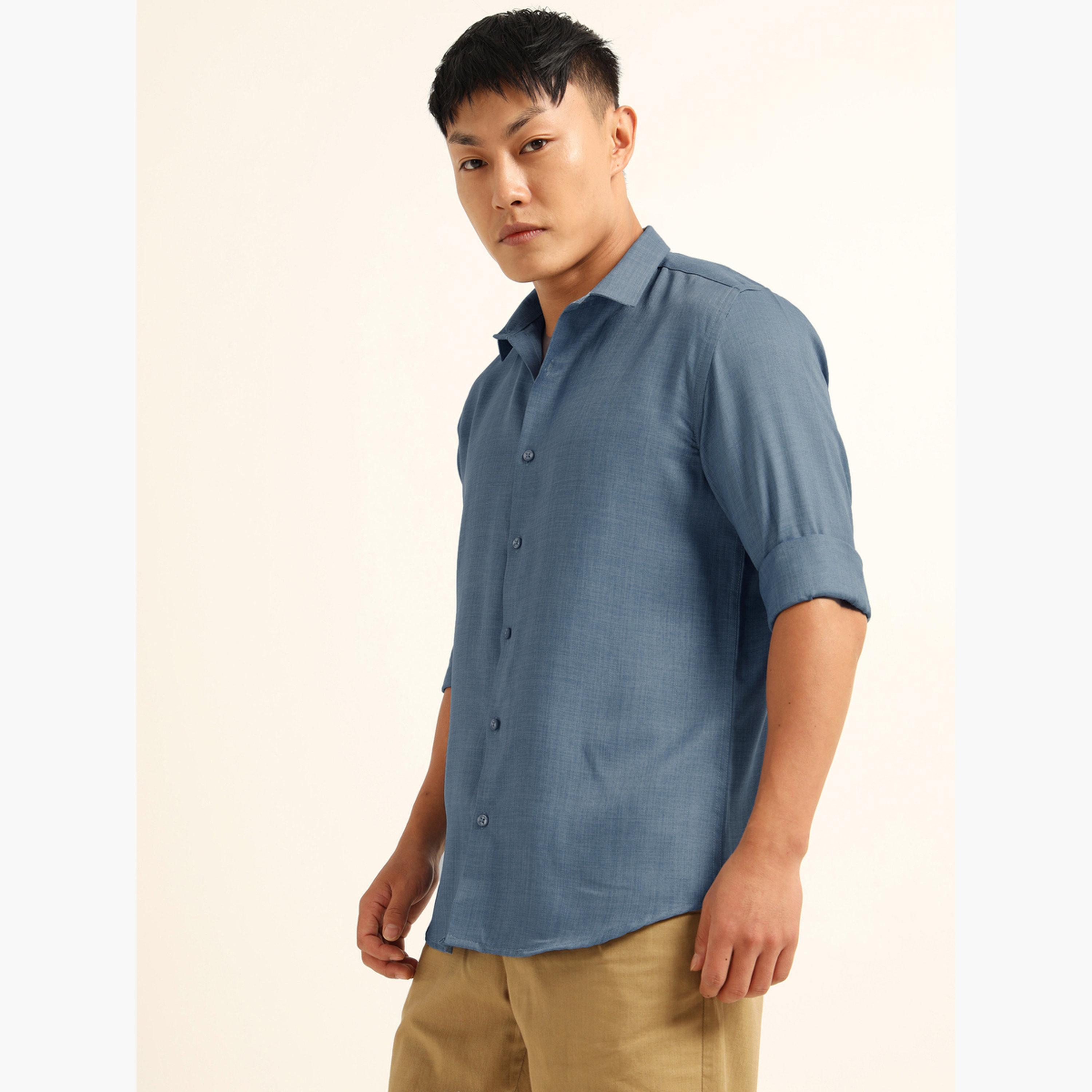 Bushirt Men Blue Classic Casual Shirt-men-clothing-shirts-image-3