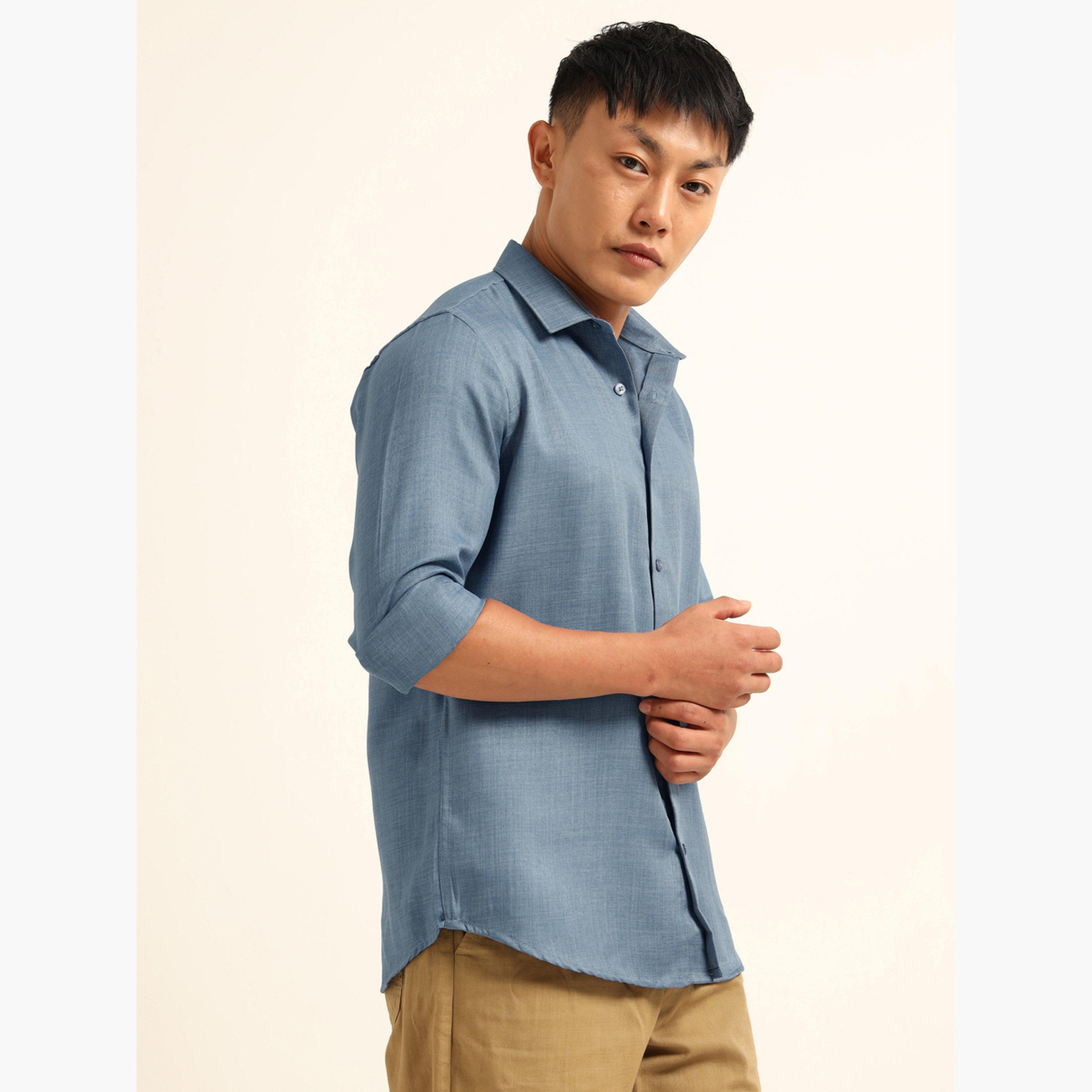 بوشيرت - قميص رجالي كلاسيكي كاجوال أزرق-men-clothing-shirts-image-4