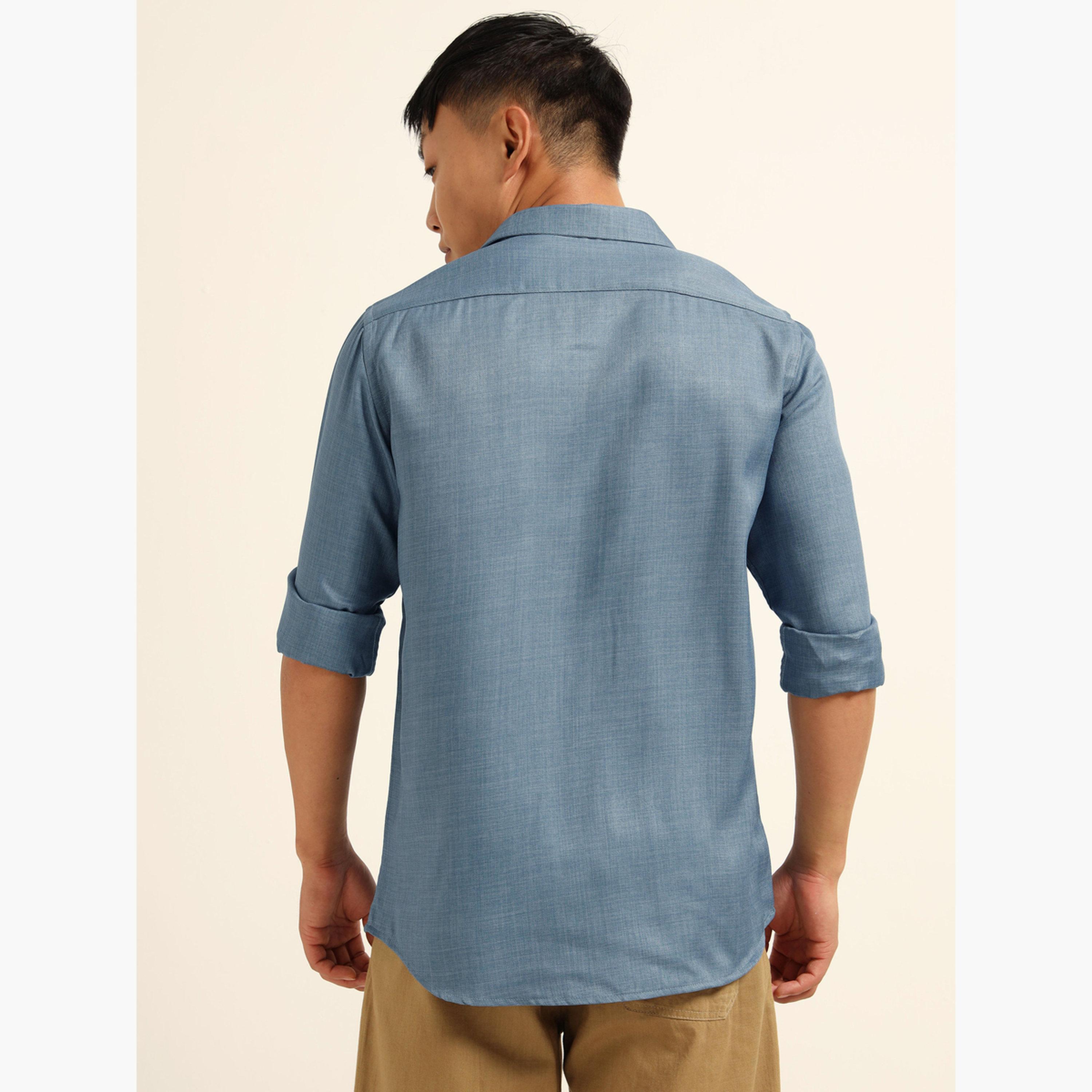 بوشيرت - قميص رجالي كلاسيكي كاجوال أزرق-men-clothing-shirts-image-5