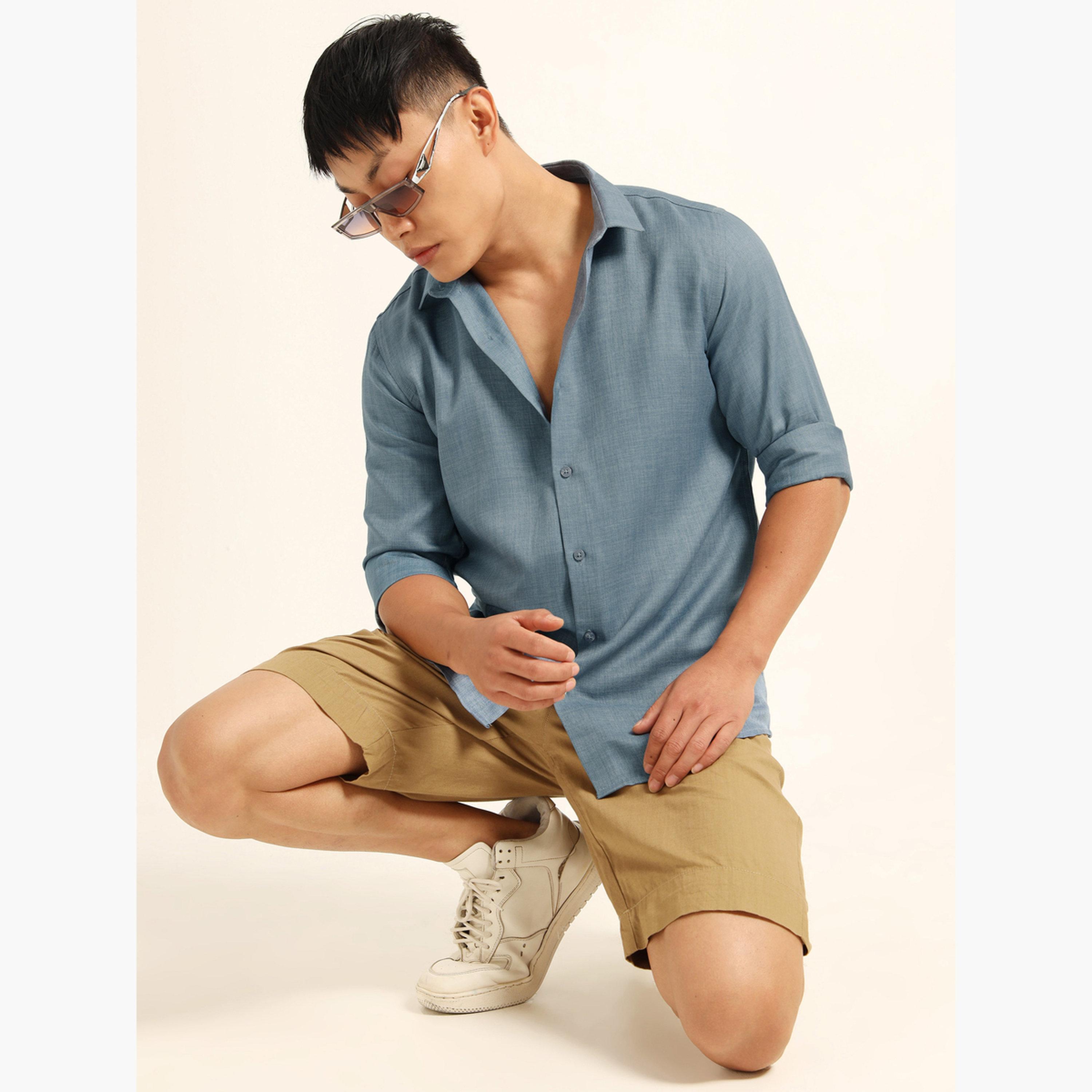 بوشيرت - قميص رجالي كلاسيكي كاجوال أزرق-men-clothing-shirts-image-7