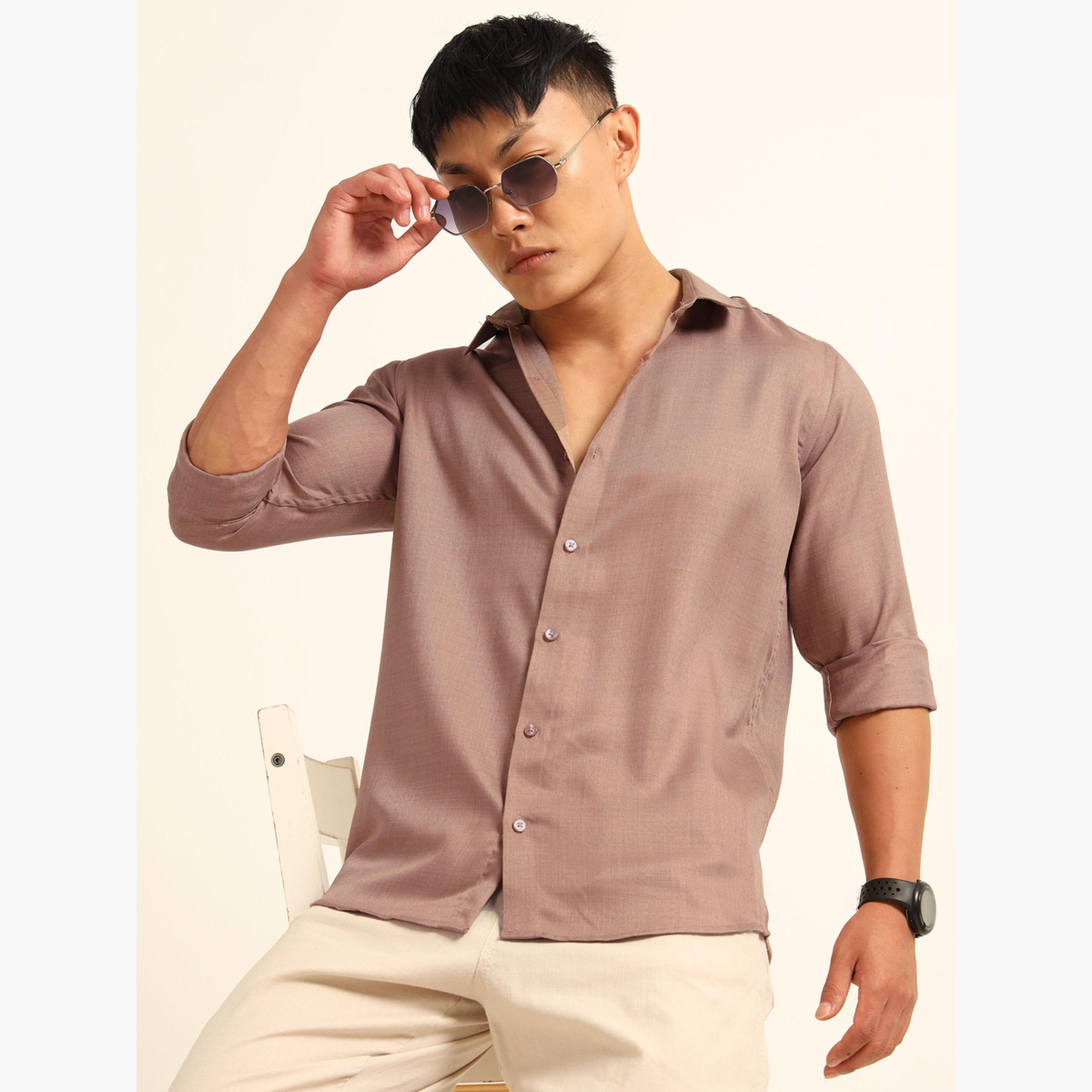 بوشيرت - قميص رجالي كلاسيكي كاجوال لون أرجواني-men-clothing-shirts-image-2