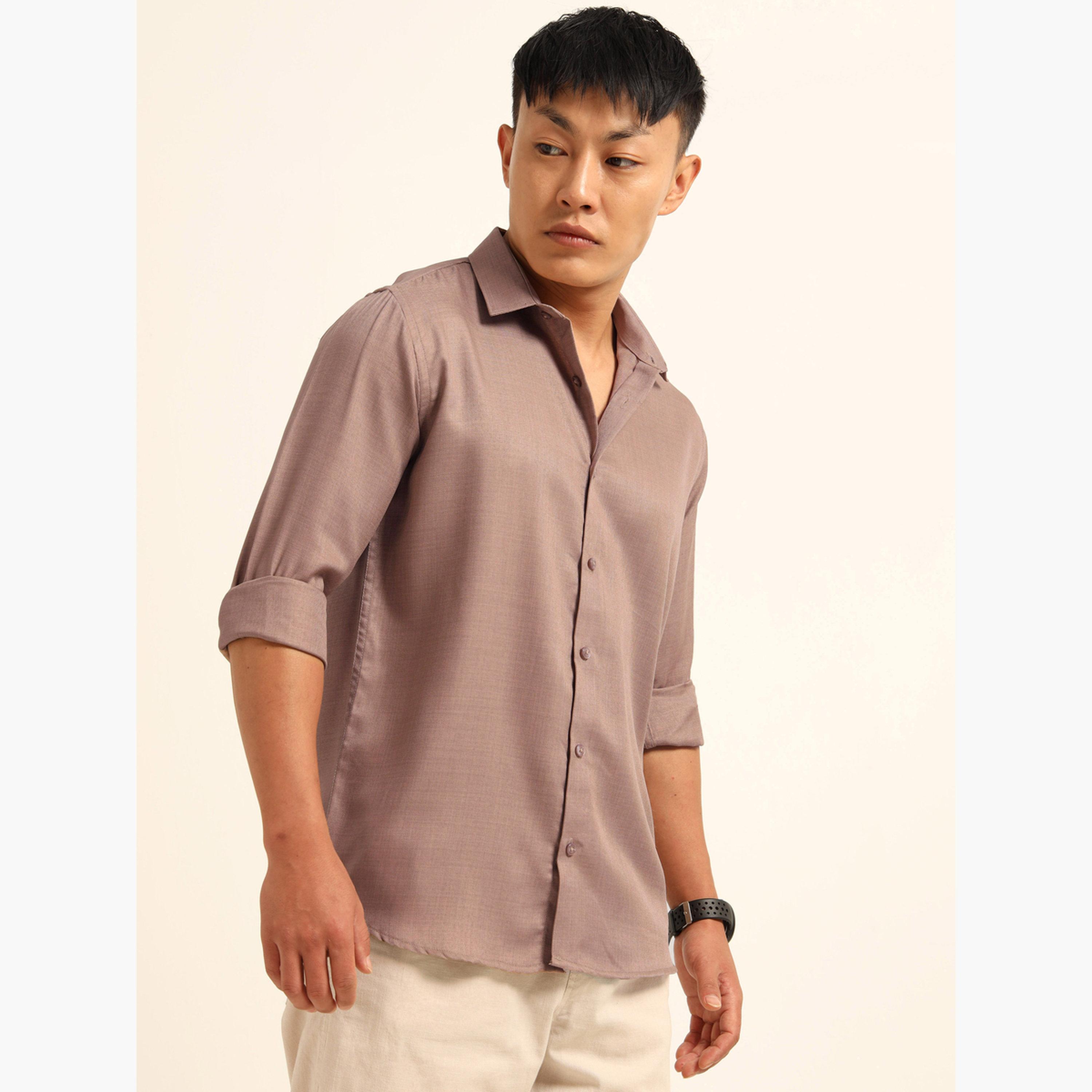 بوشيرت - قميص رجالي كلاسيكي كاجوال لون أرجواني-men-clothing-shirts-image-3