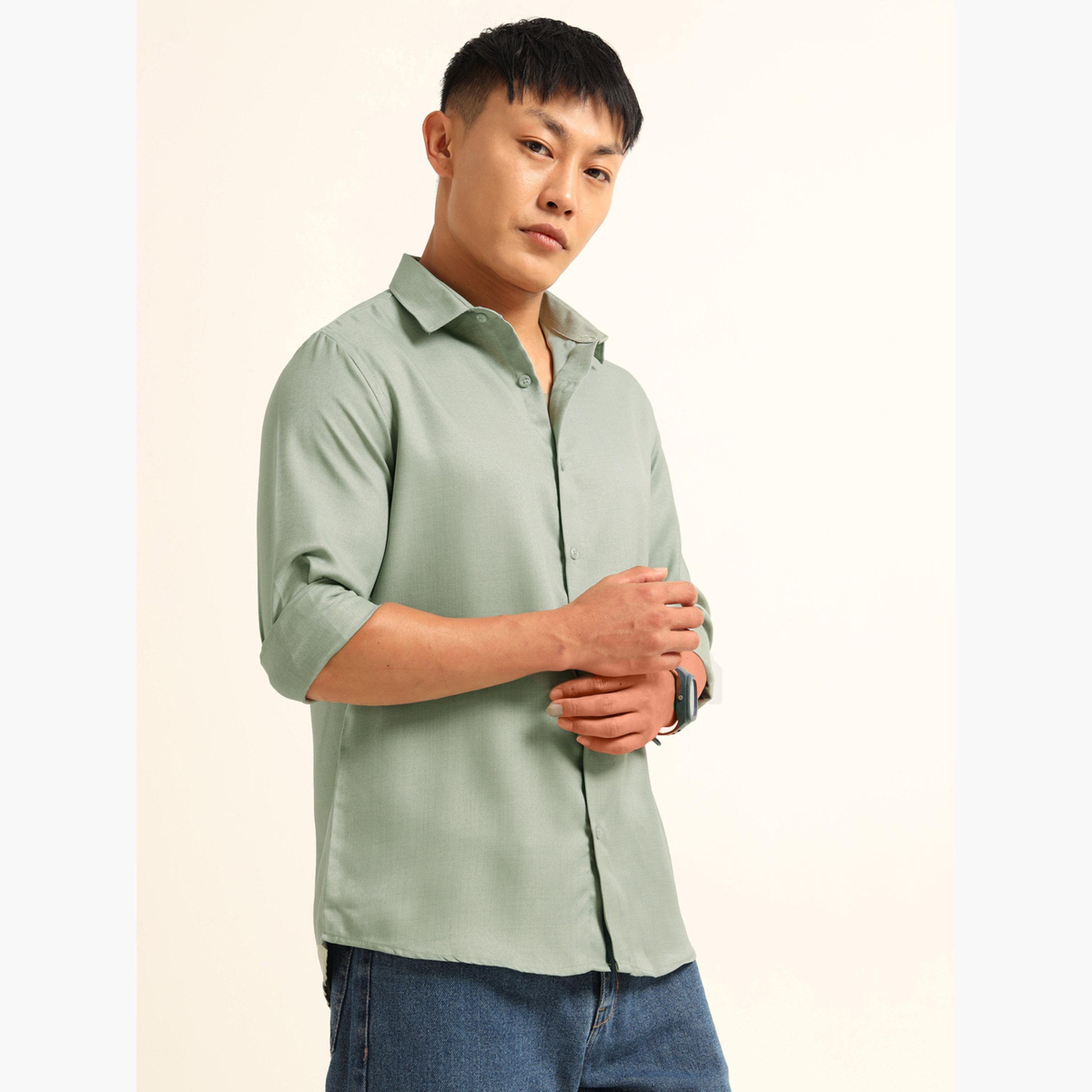 Bushirt Men Green Classic Casual Shirt-men-clothing-shirts-image-1