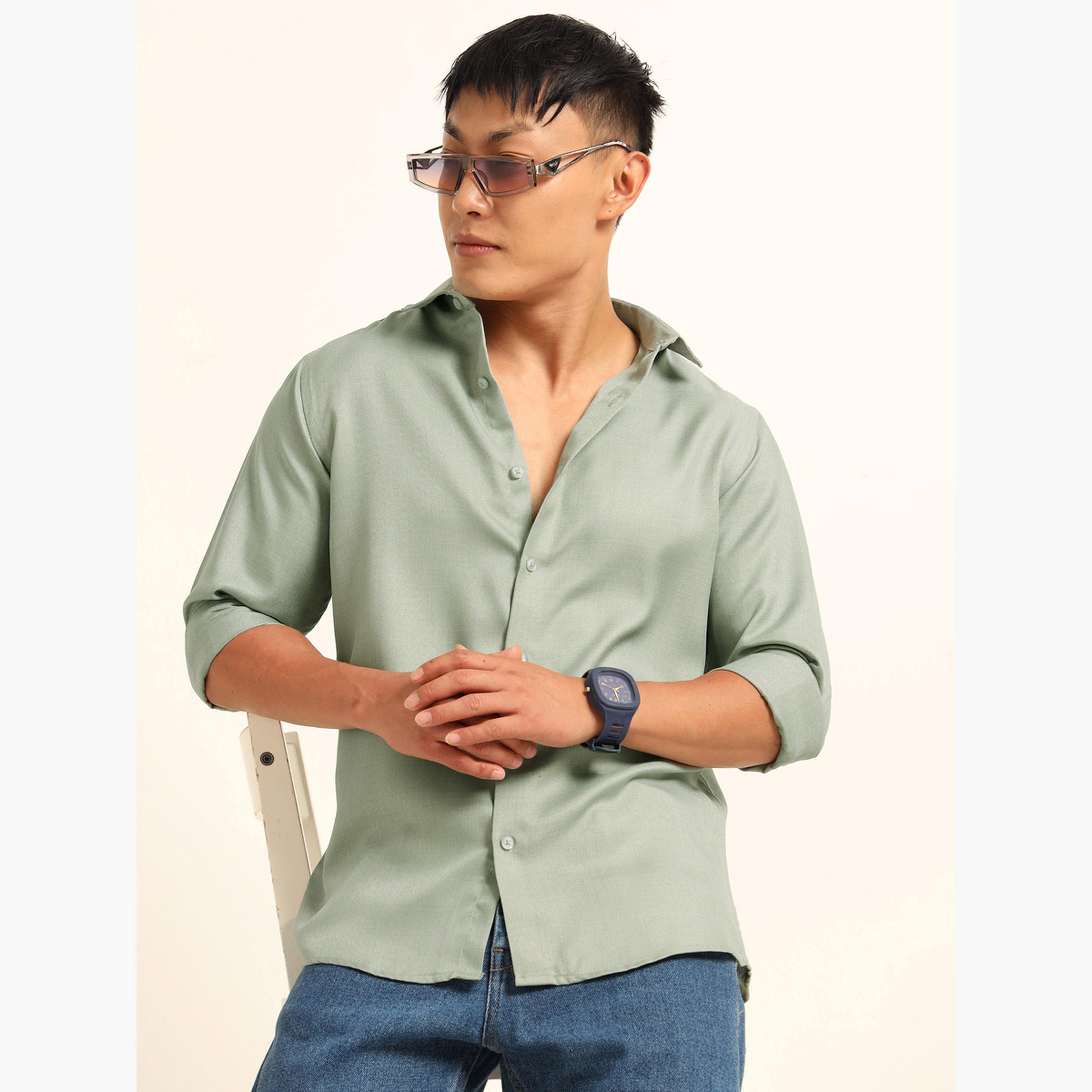 Bushirt Men Green Classic Casual Shirt-men-clothing-shirts-image-3
