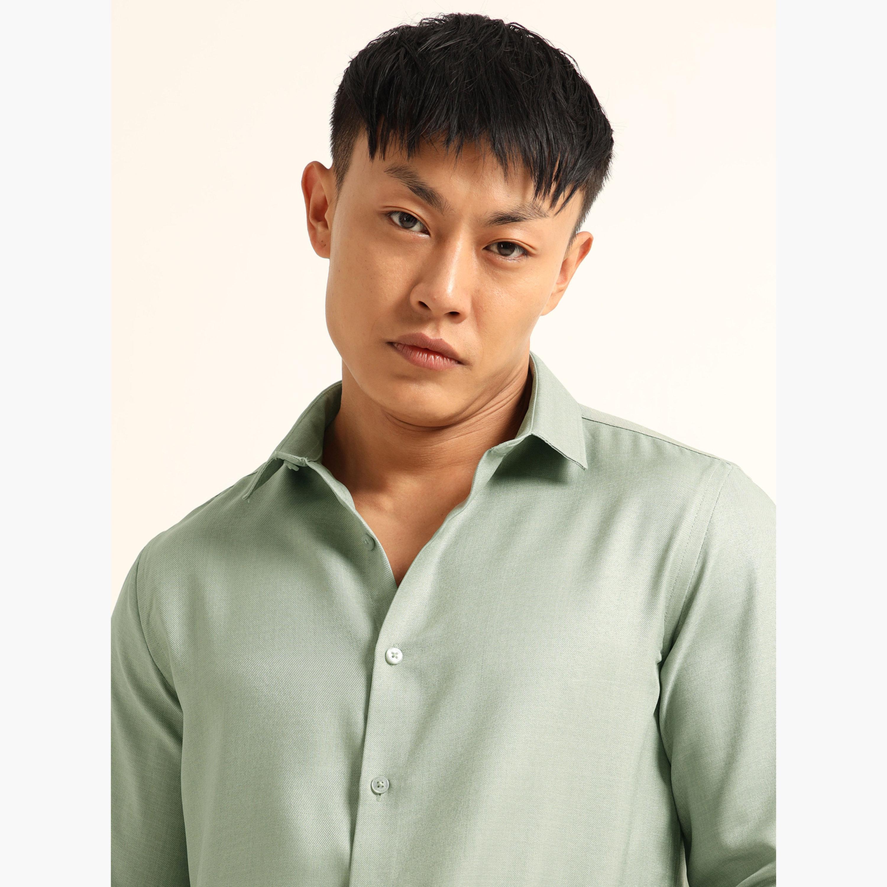 بوشيرت - قميص رجالي كلاسيكي كاجوال لون أخضر-men-clothing-shirts-image-5