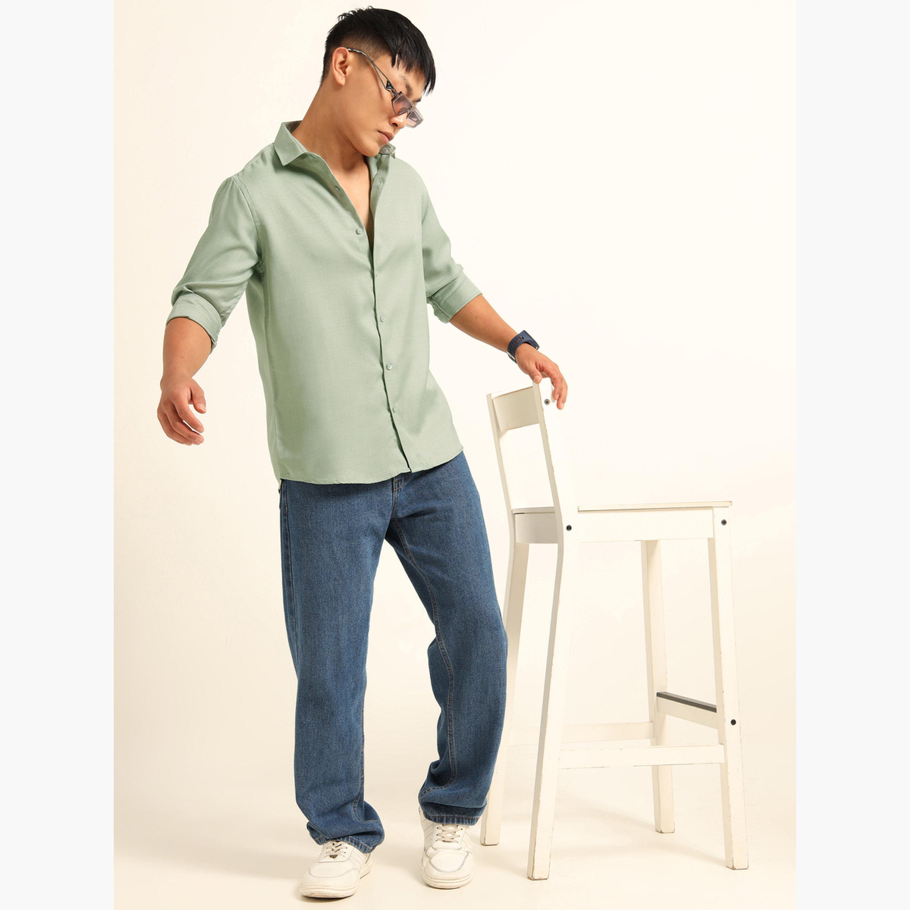Bushirt Men Green Classic Casual Shirt-men-clothing-shirts-image-6
