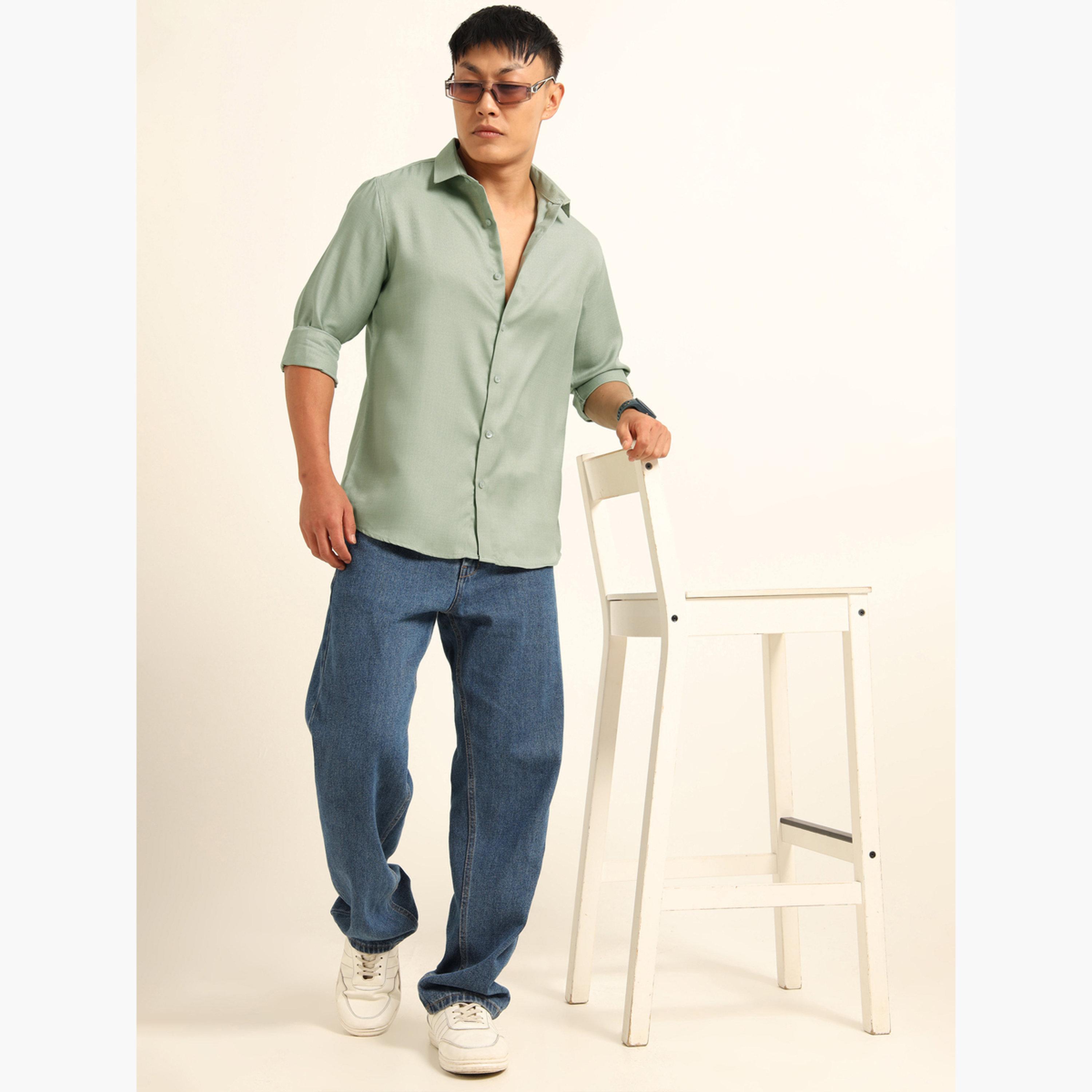 Bushirt Men Green Classic Casual Shirt-men-clothing-shirts-image-7
