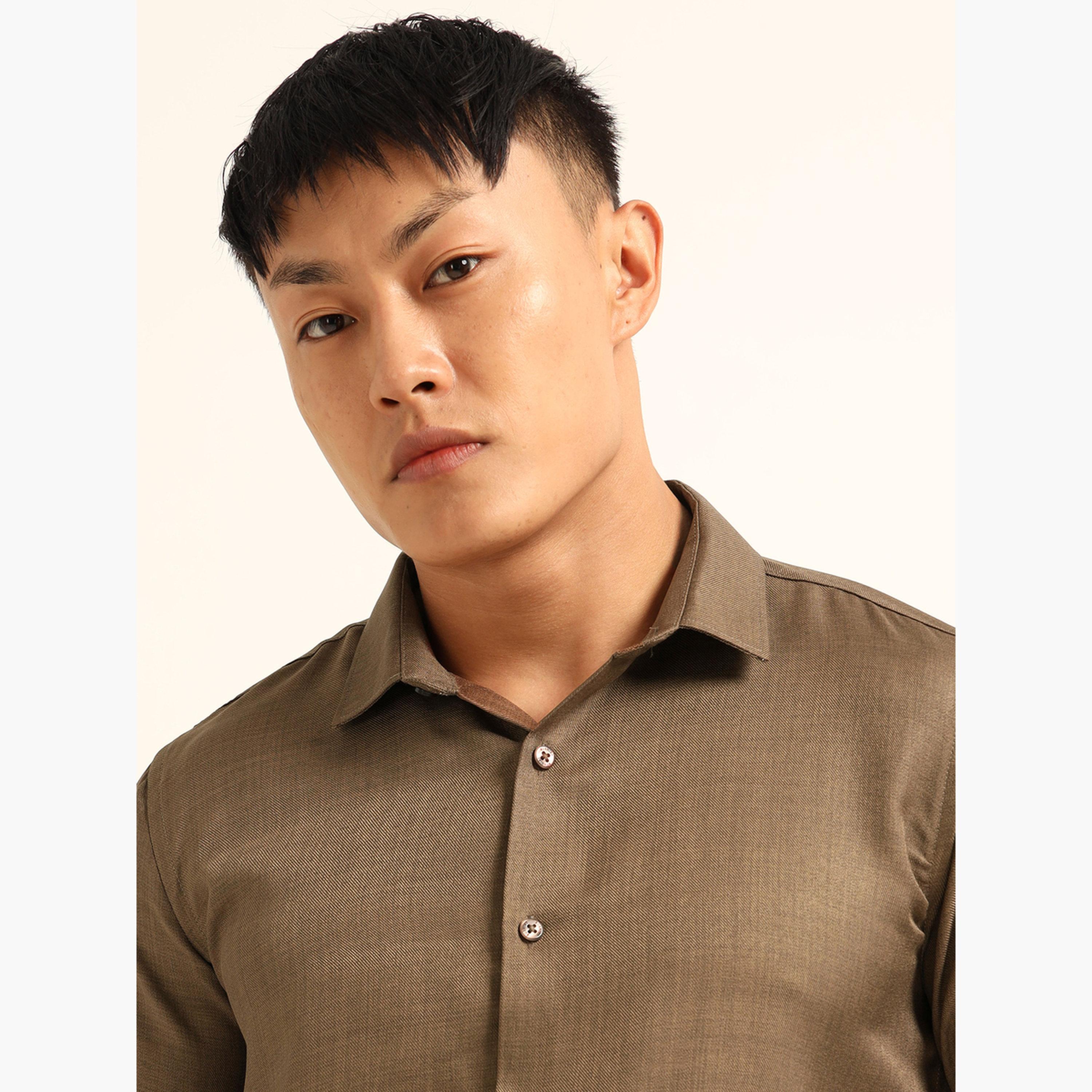 بوشيرت - قميص رجالي بني كلاسيكي كاجوال-men-clothing-shirts-image-5