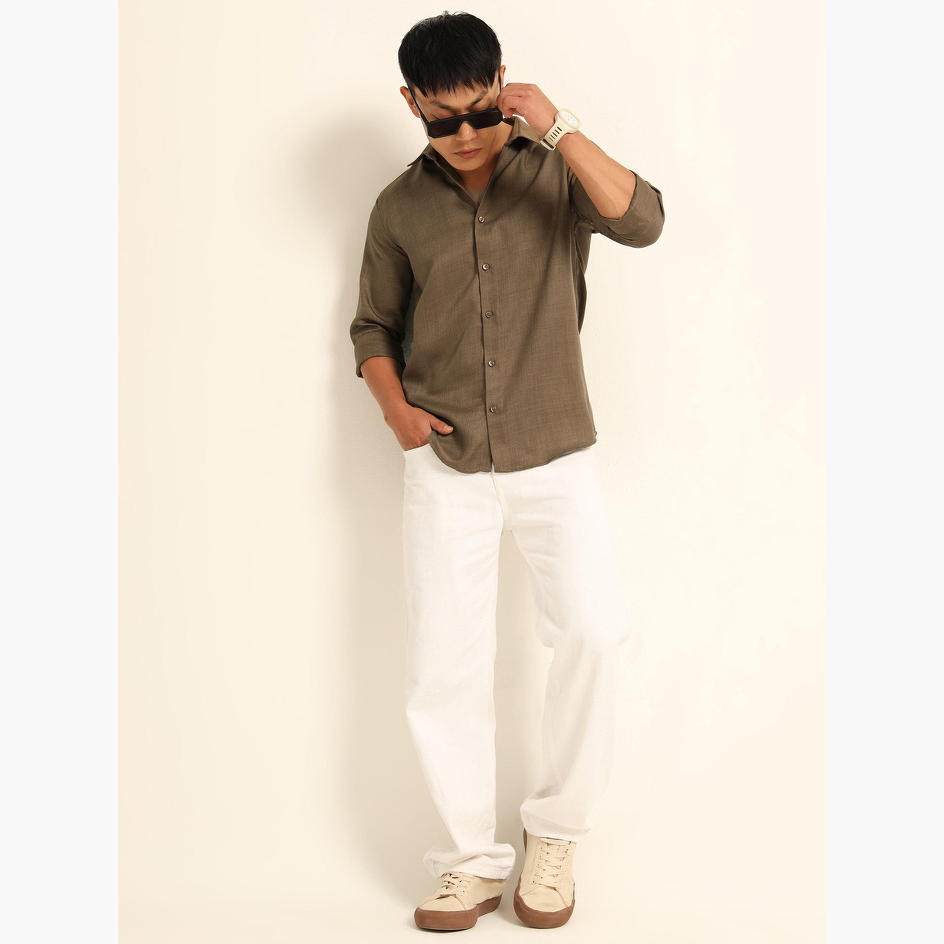 Bushirt Men Brown Classic Casual Shirt-men-clothing-shirts-image-6