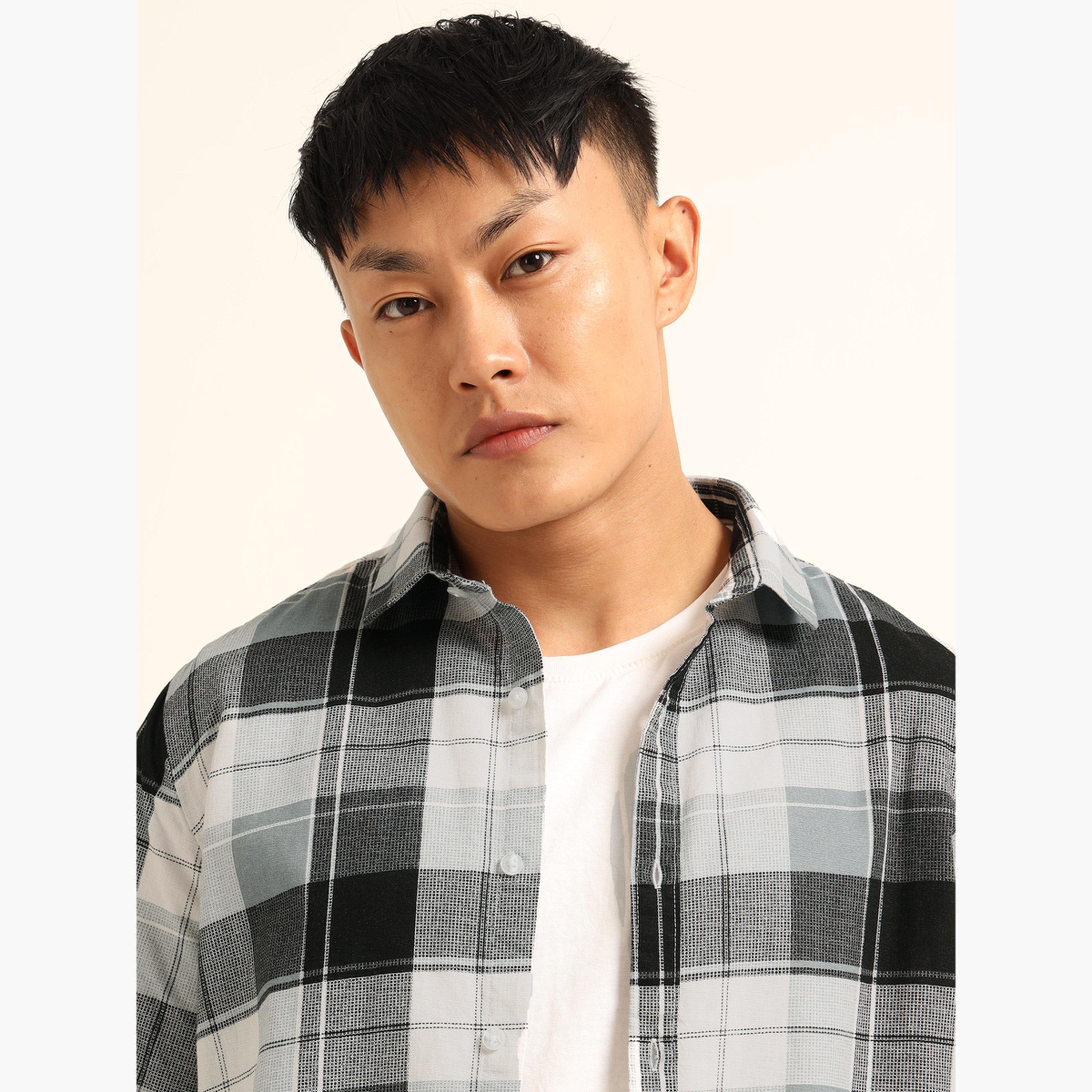 بوشيرت - قميص رجالي رمادي منقوش كاجوال-men-clothing-shirts-image-5