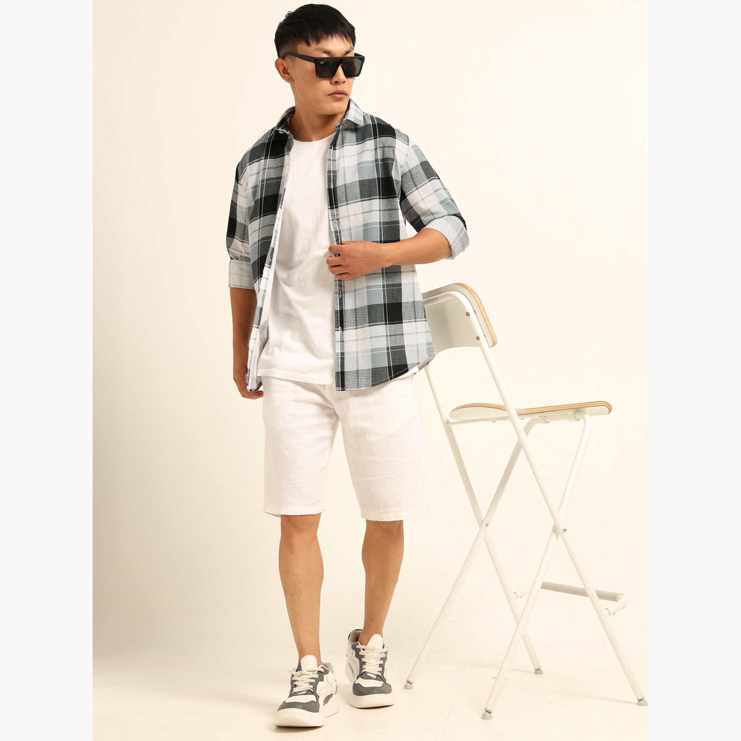 بوشيرت - قميص رجالي رمادي منقوش كاجوال-men-clothing-shirts-image-6