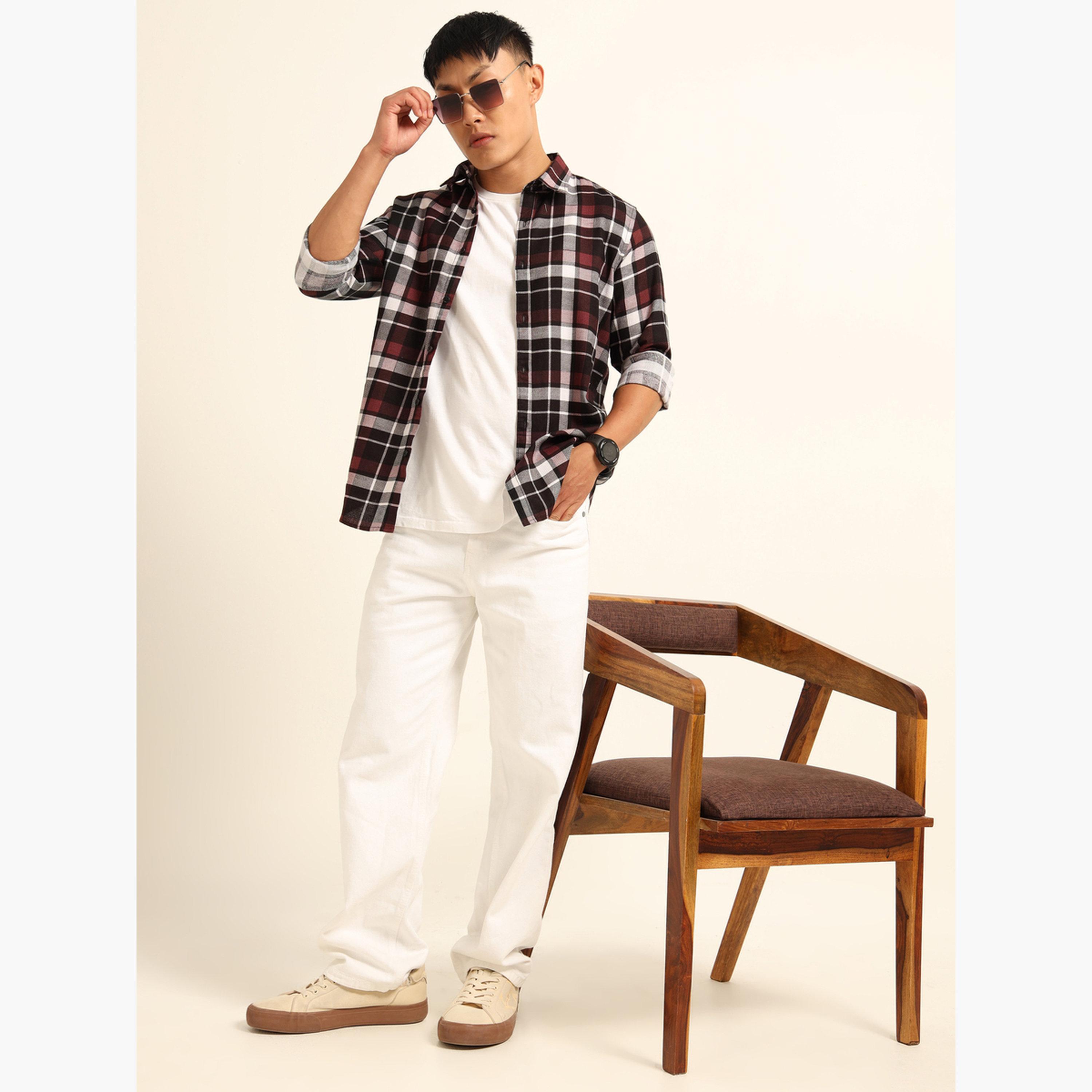 Bushirt Men Maroon Checked Flannel Shirt-men-clothing-shirts-image-6