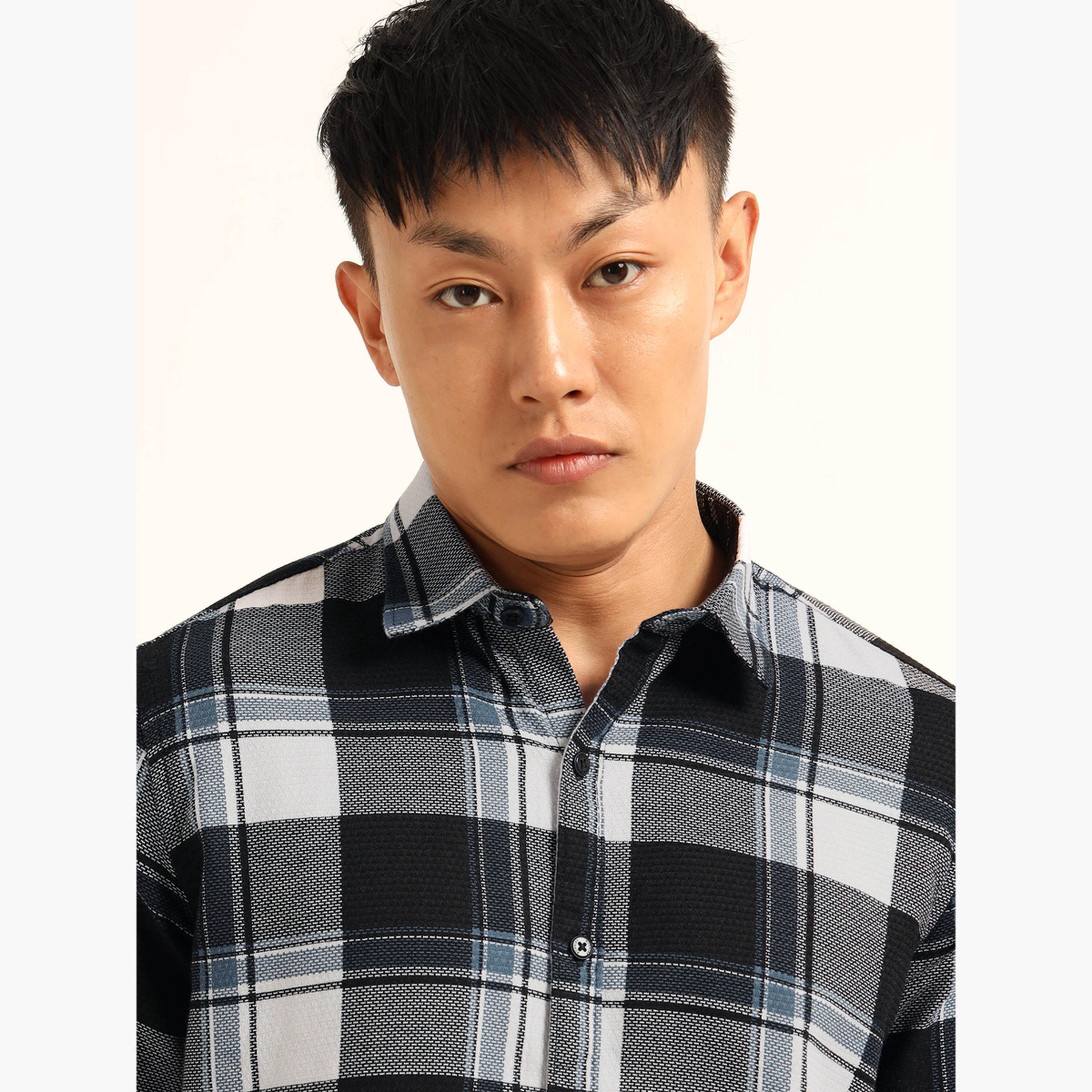 Bushirt Men Black Checked Casual Shirt-men-clothing-shirts-image-4