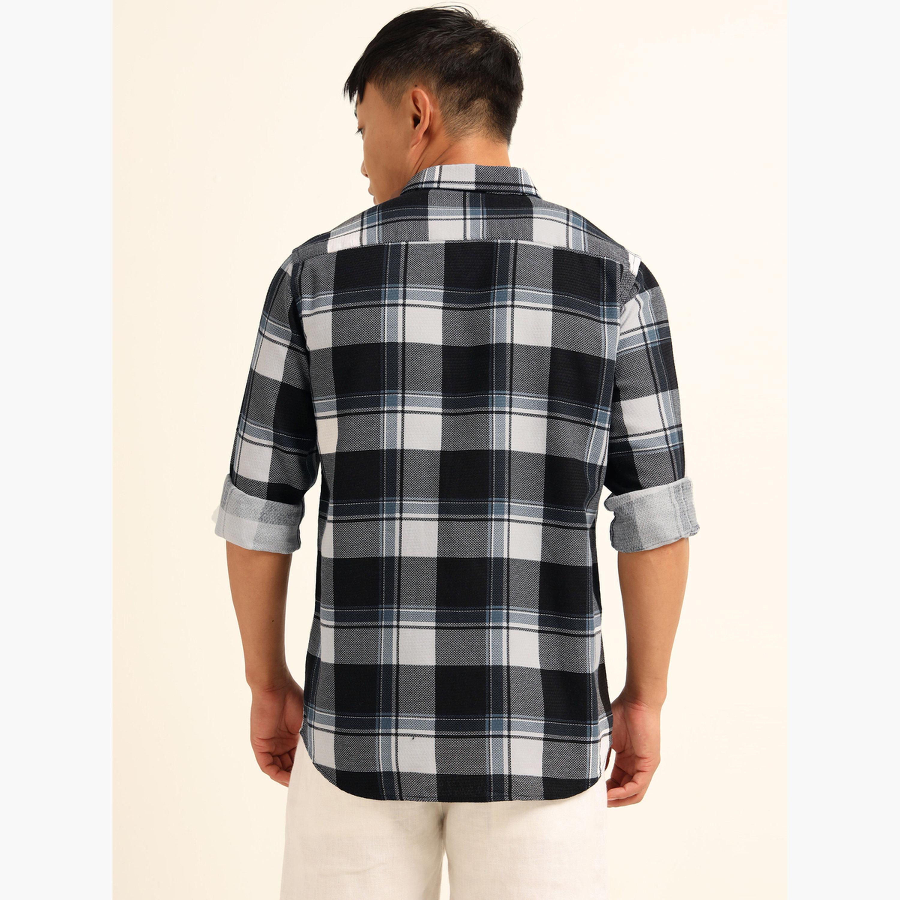 بوشيرت - قميص رجالي كاجوال منقوش لون أسود-men-clothing-shirts-image-5