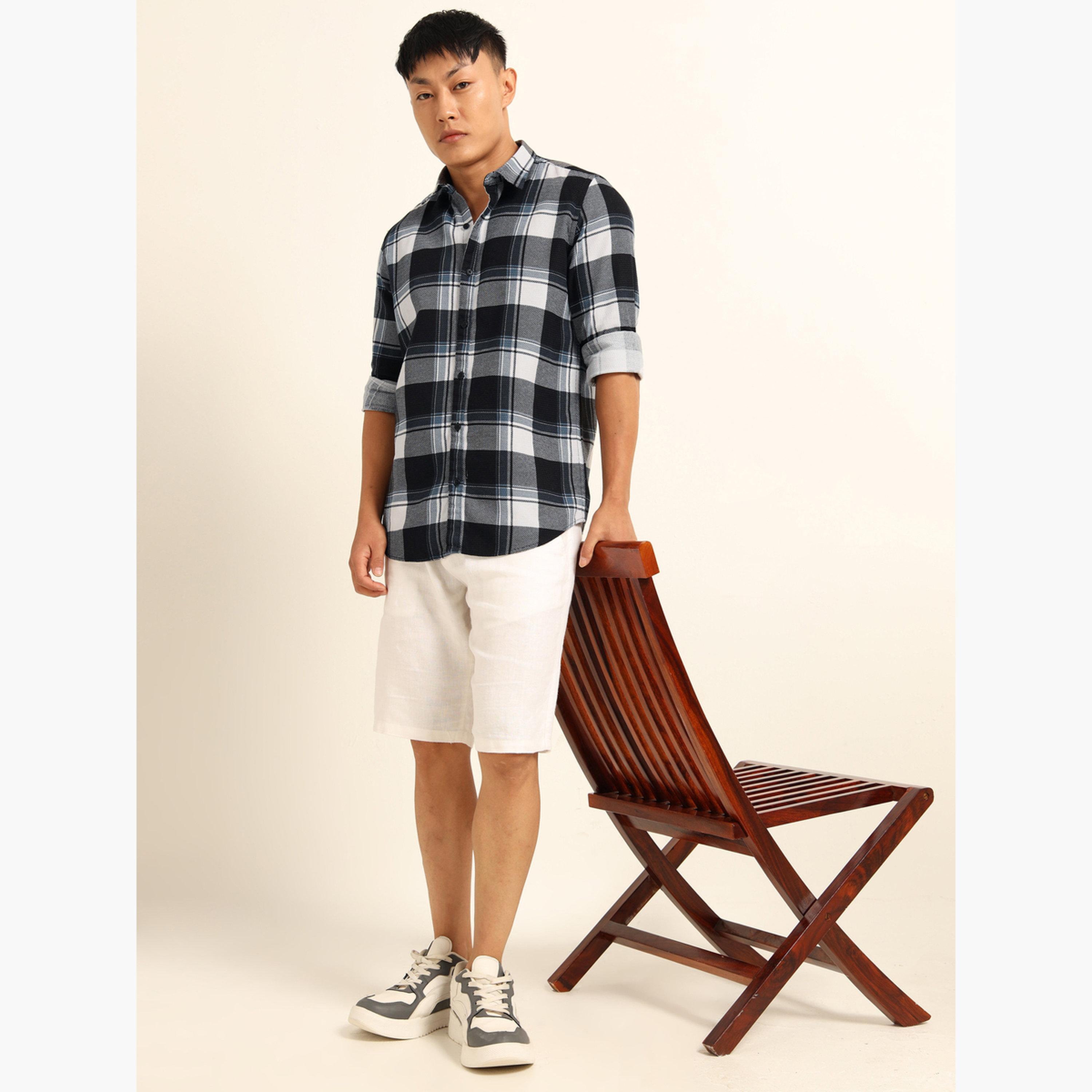 بوشيرت - قميص رجالي كاجوال منقوش لون أسود-men-clothing-shirts-image-6