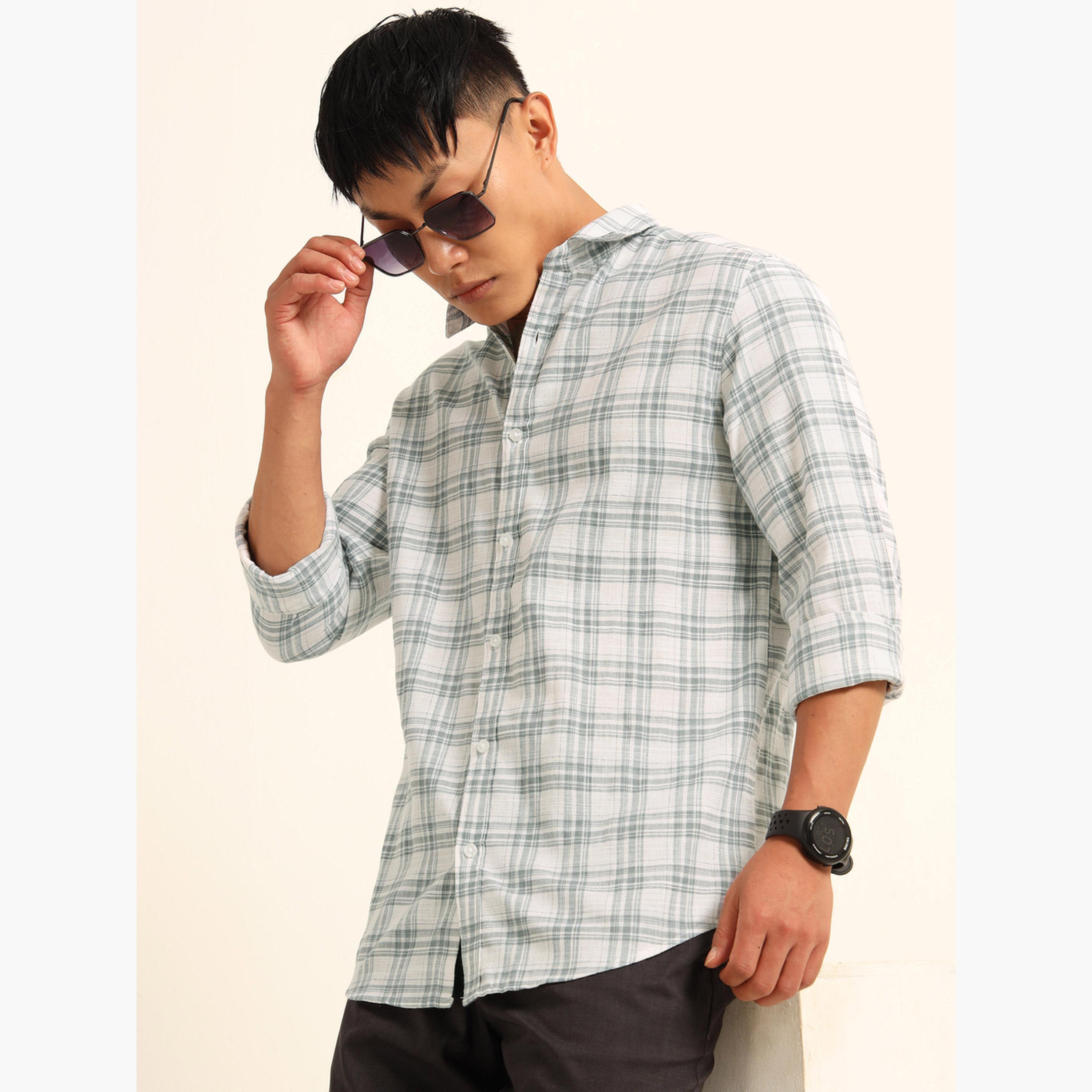بوشيرت - قميص رجالي أبيض منقوش بياقة واسعة-men-clothing-shirts-image-3