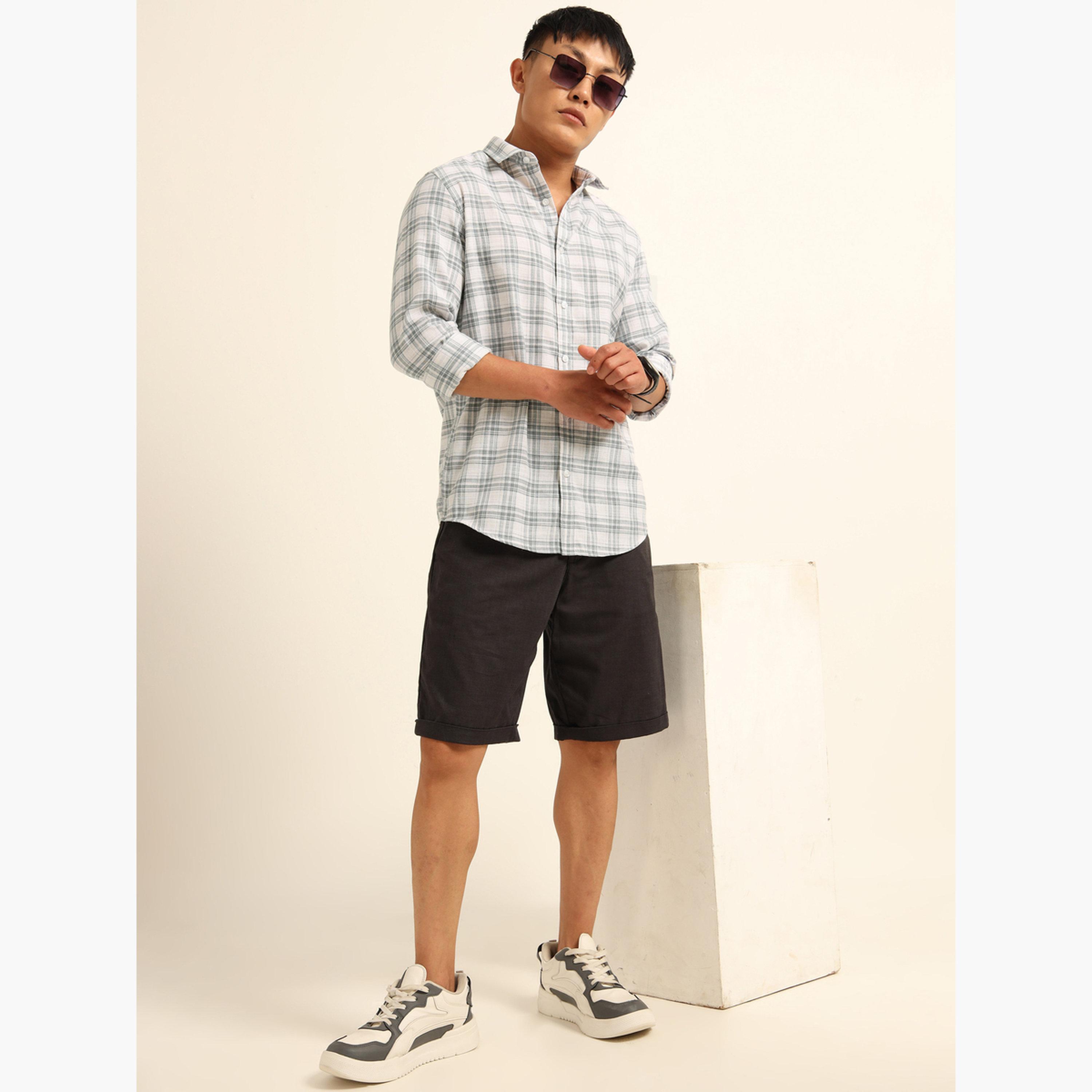 بوشيرت - قميص رجالي أبيض منقوش بياقة واسعة-men-clothing-shirts-image-7