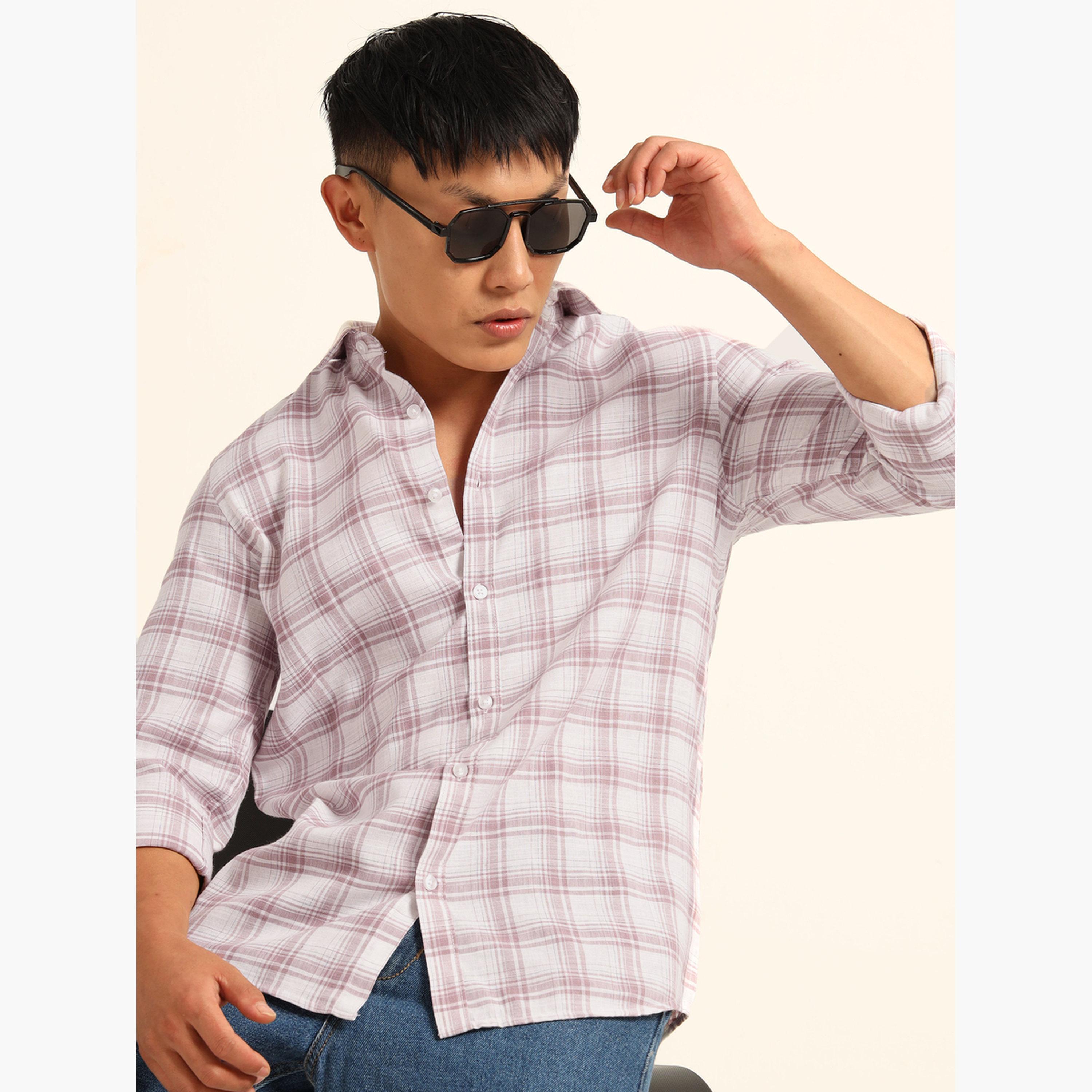 بوشيرت - قميص رجالي كاجوال منقوش لون أبيض عاجي-men-clothing-shirts-image-3
